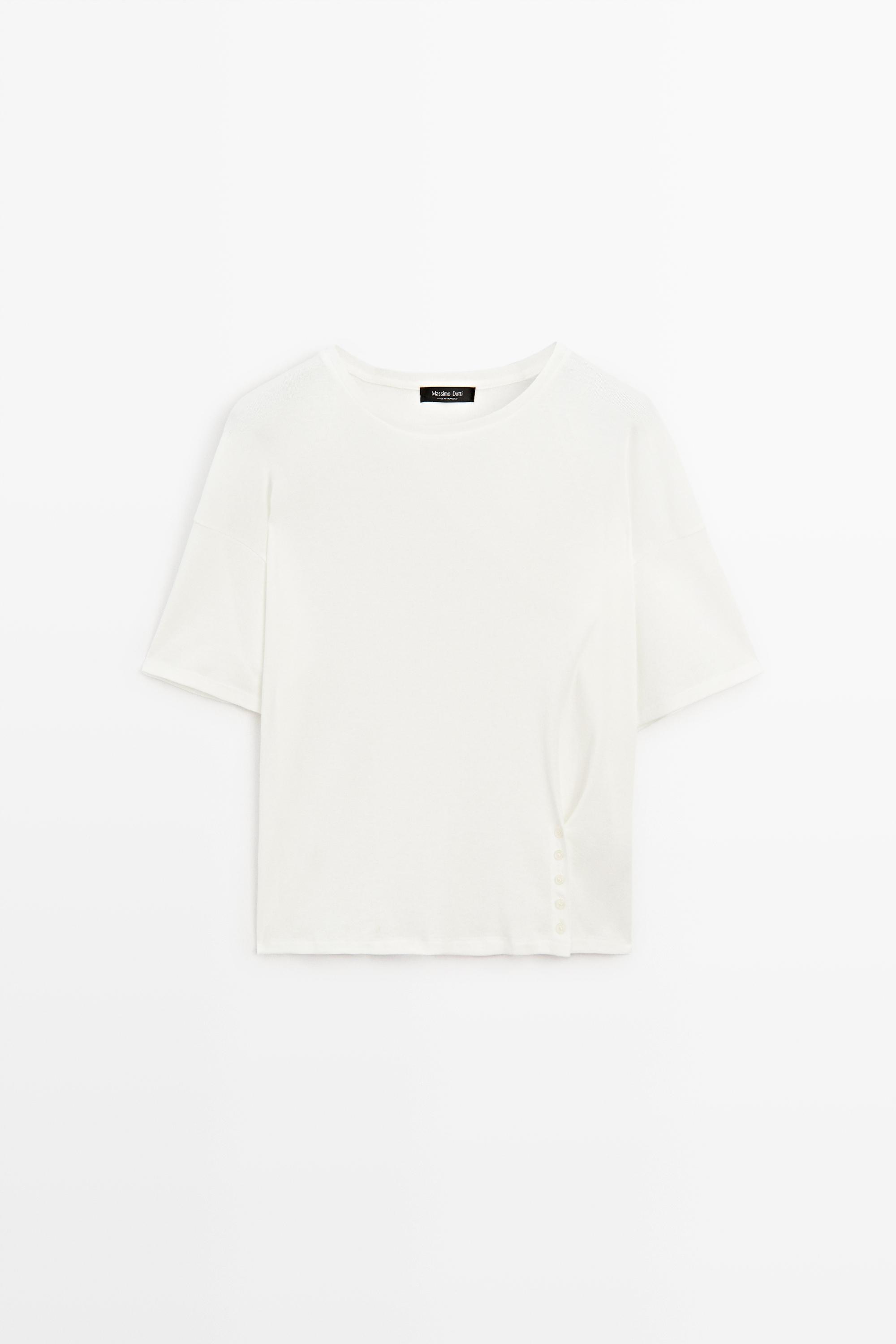Button-detail short sleeve T-shirt