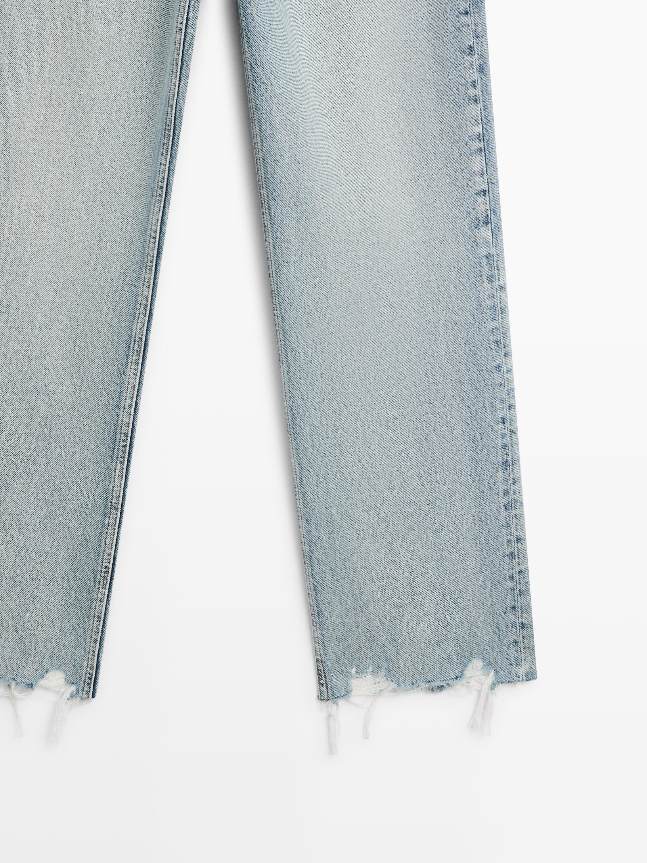 Straight-leg high-waist jeans — Light Blue