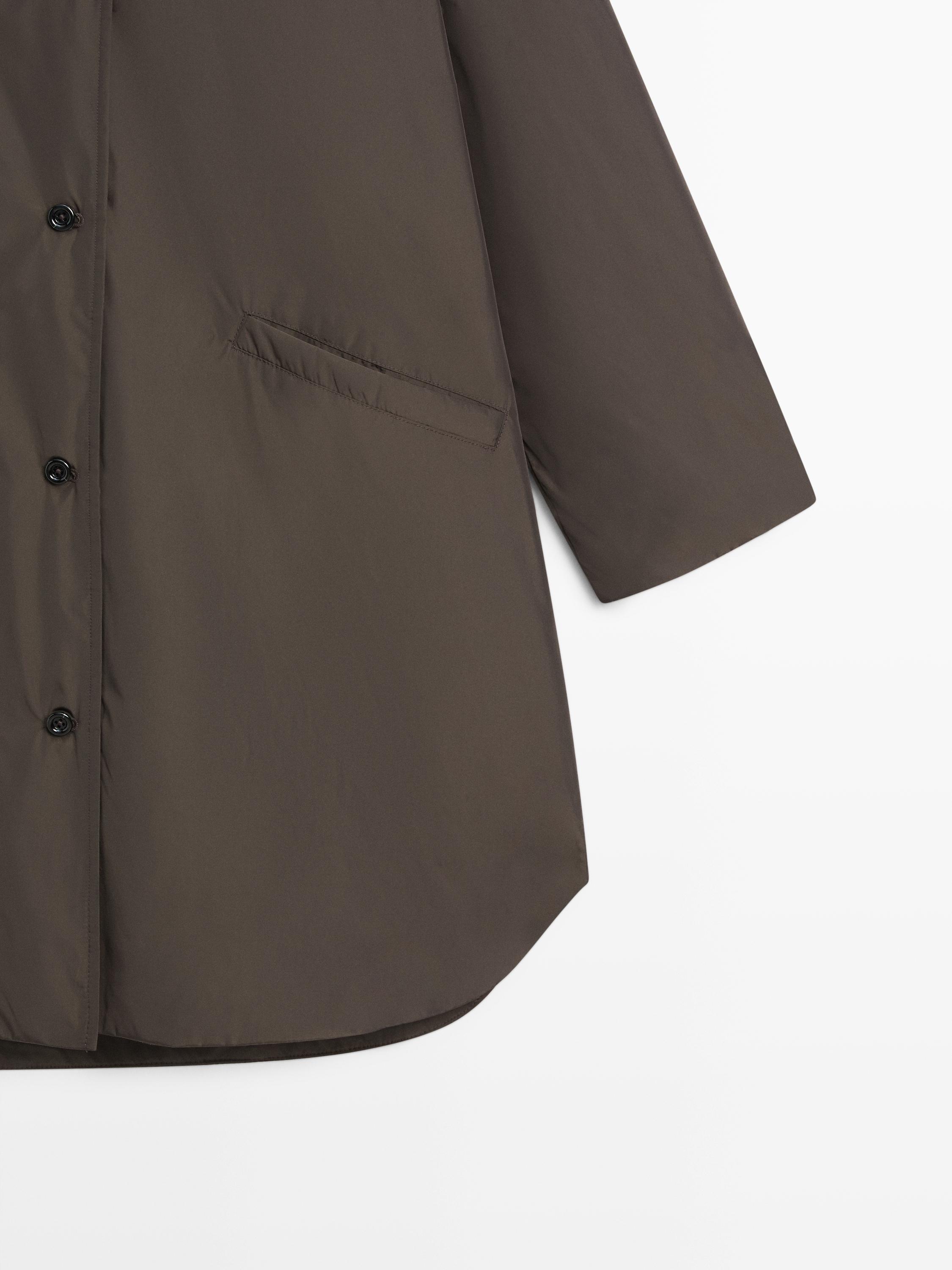 Long puffer jacket — BROWN
