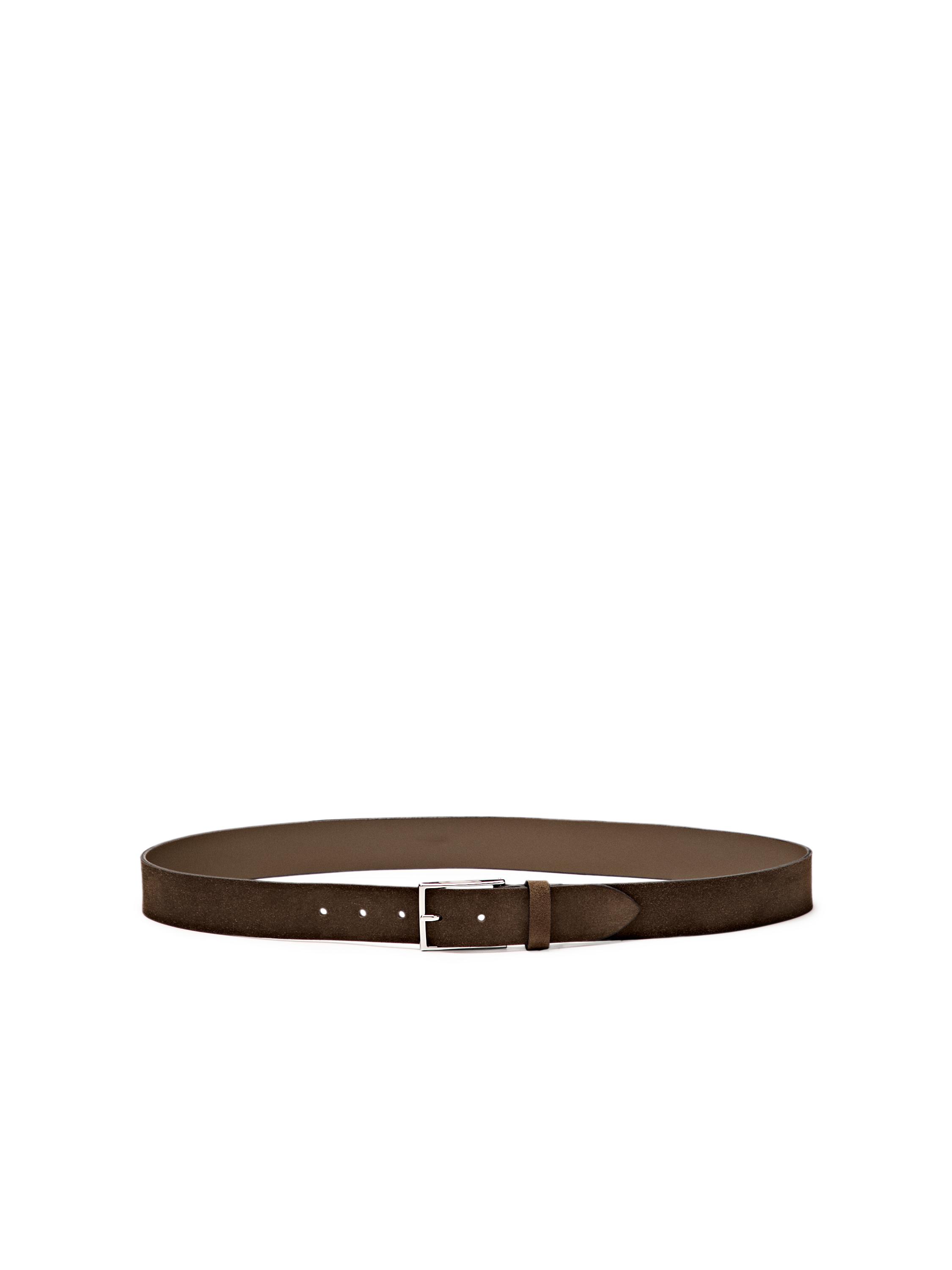 Plush nappa leather belt with nickel buckle — BROWN
