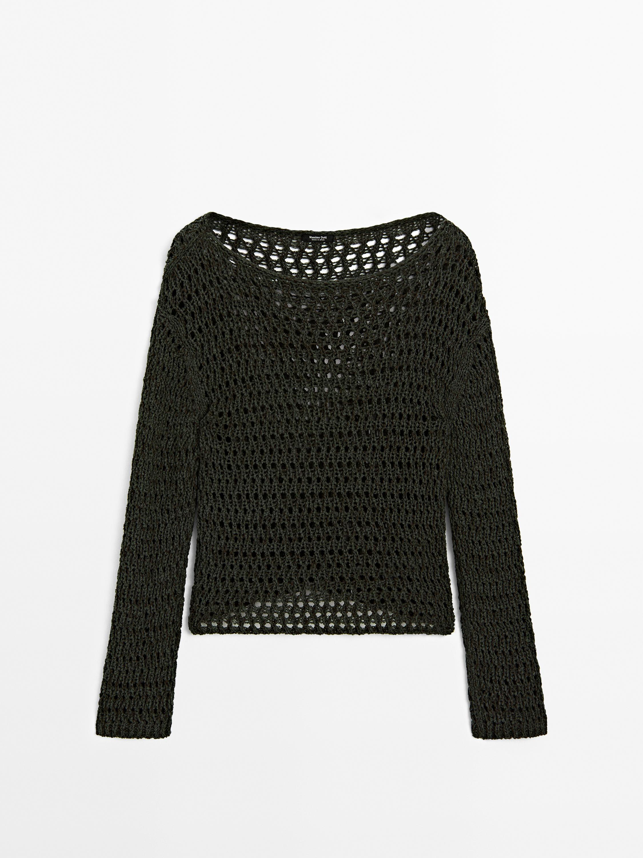 Pull en maille ajourée de coton mélangé