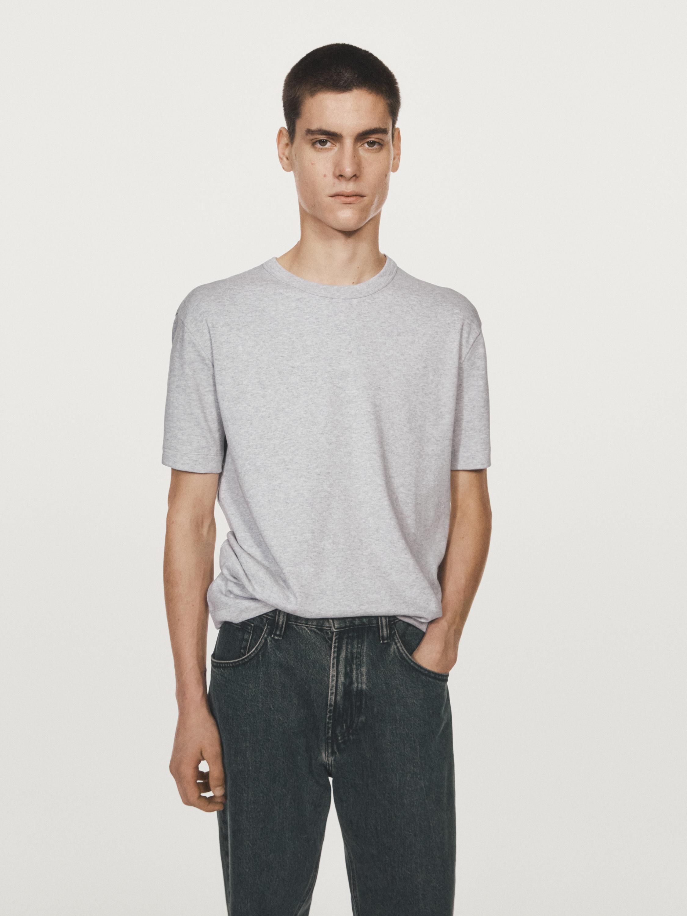 100% cotton short-sleeve T-shirt — GREY MARL