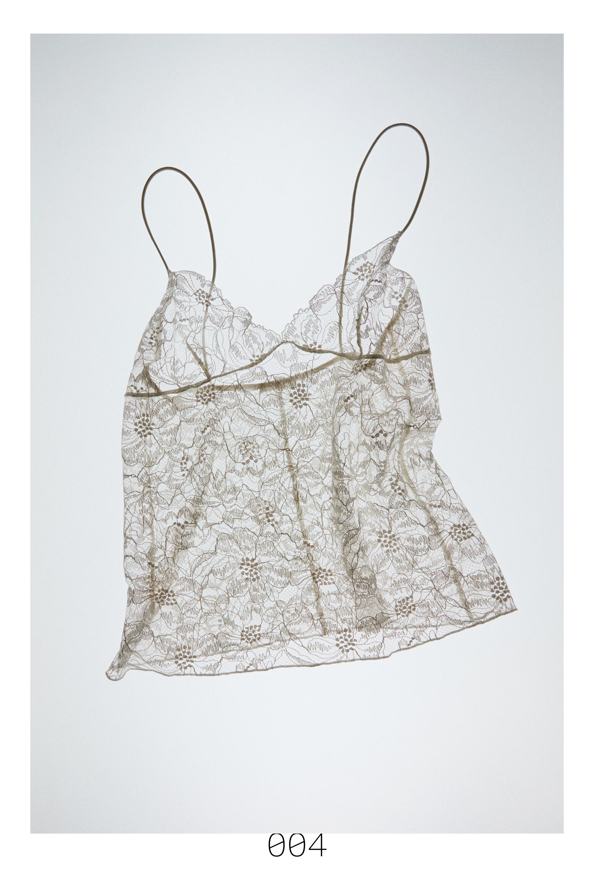 Strappy floral lace top — CREAM