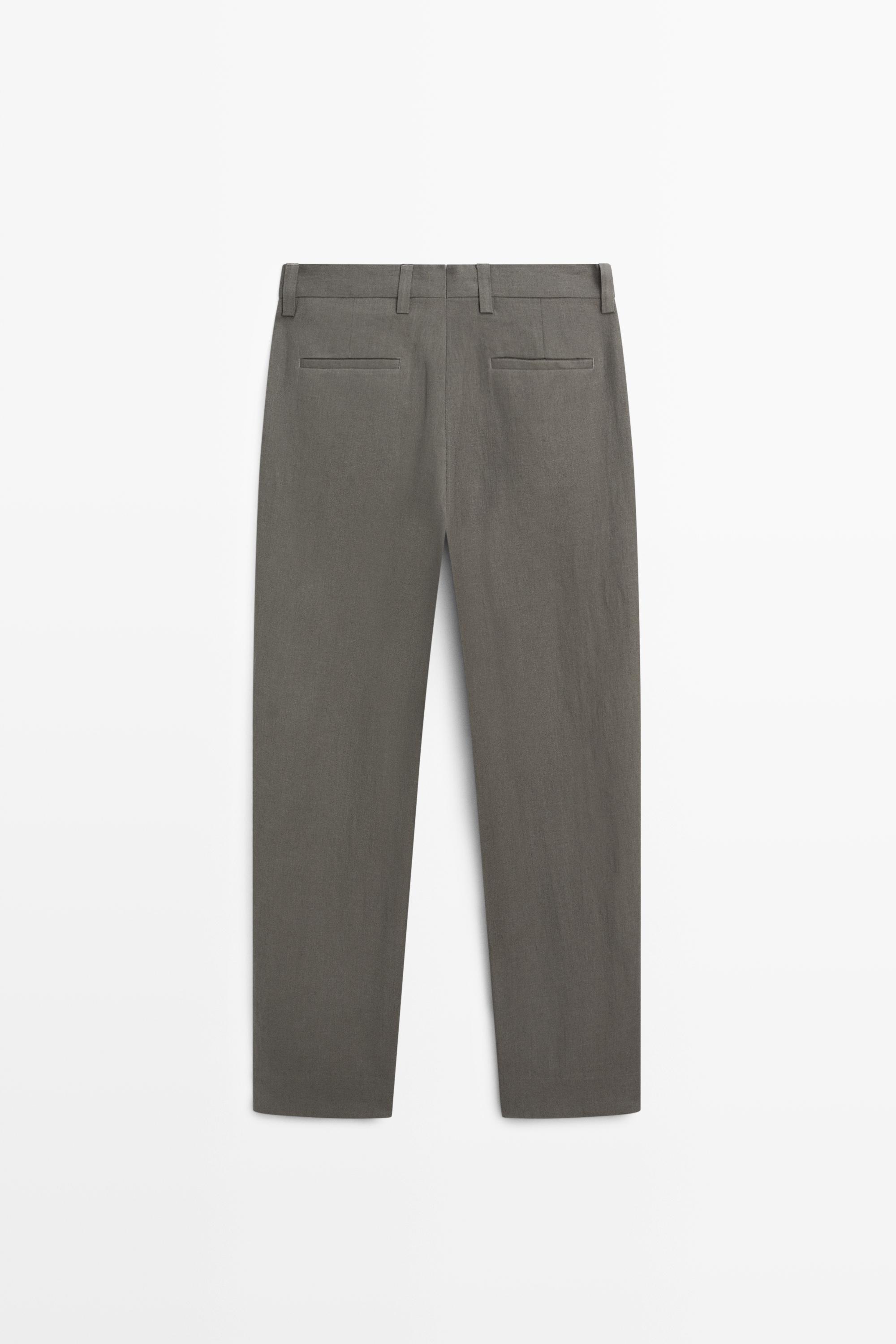 Linen suit trousers — DARK GREEN