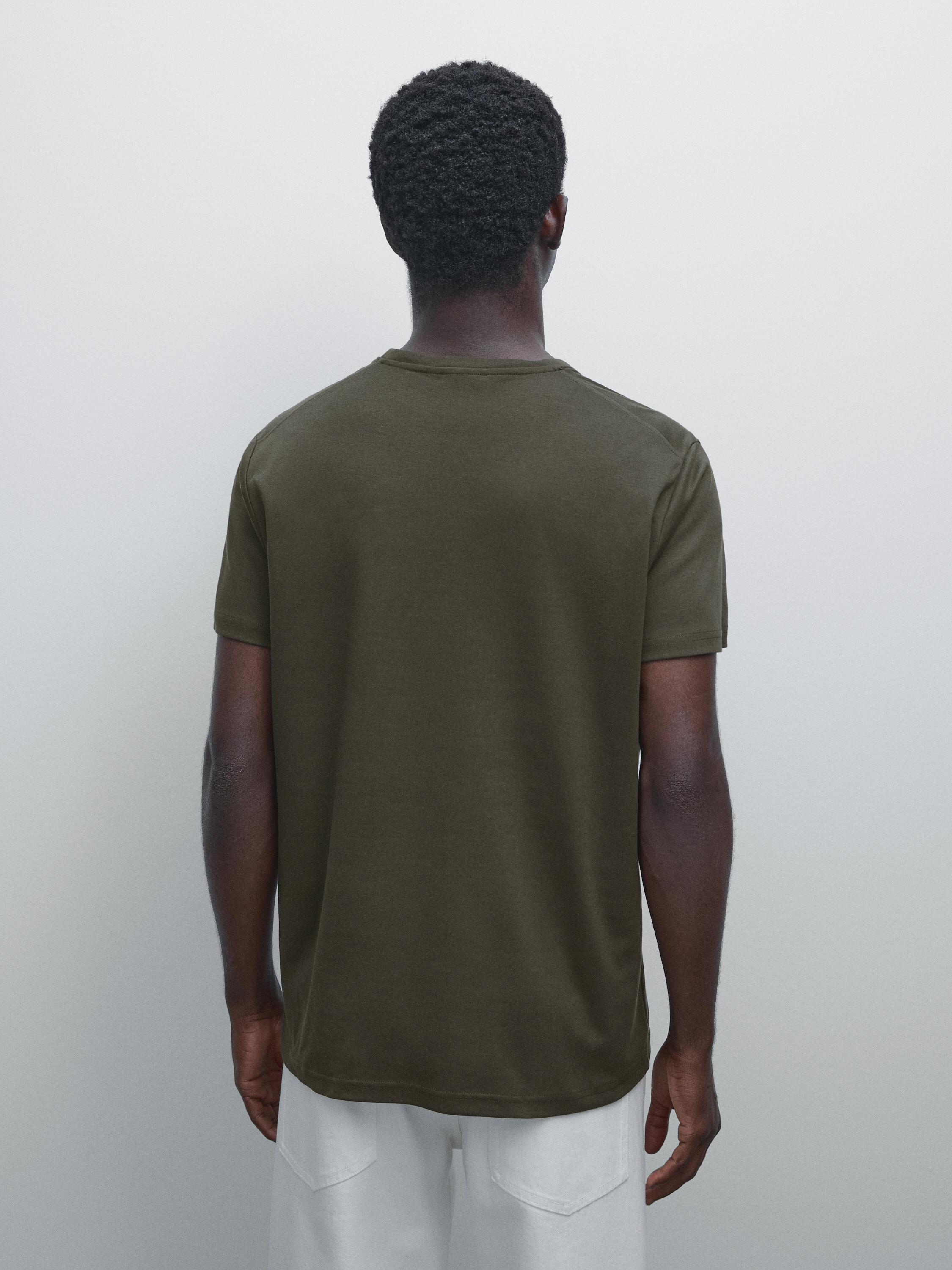 100% mercerised cotton T-shirt — KHAKI