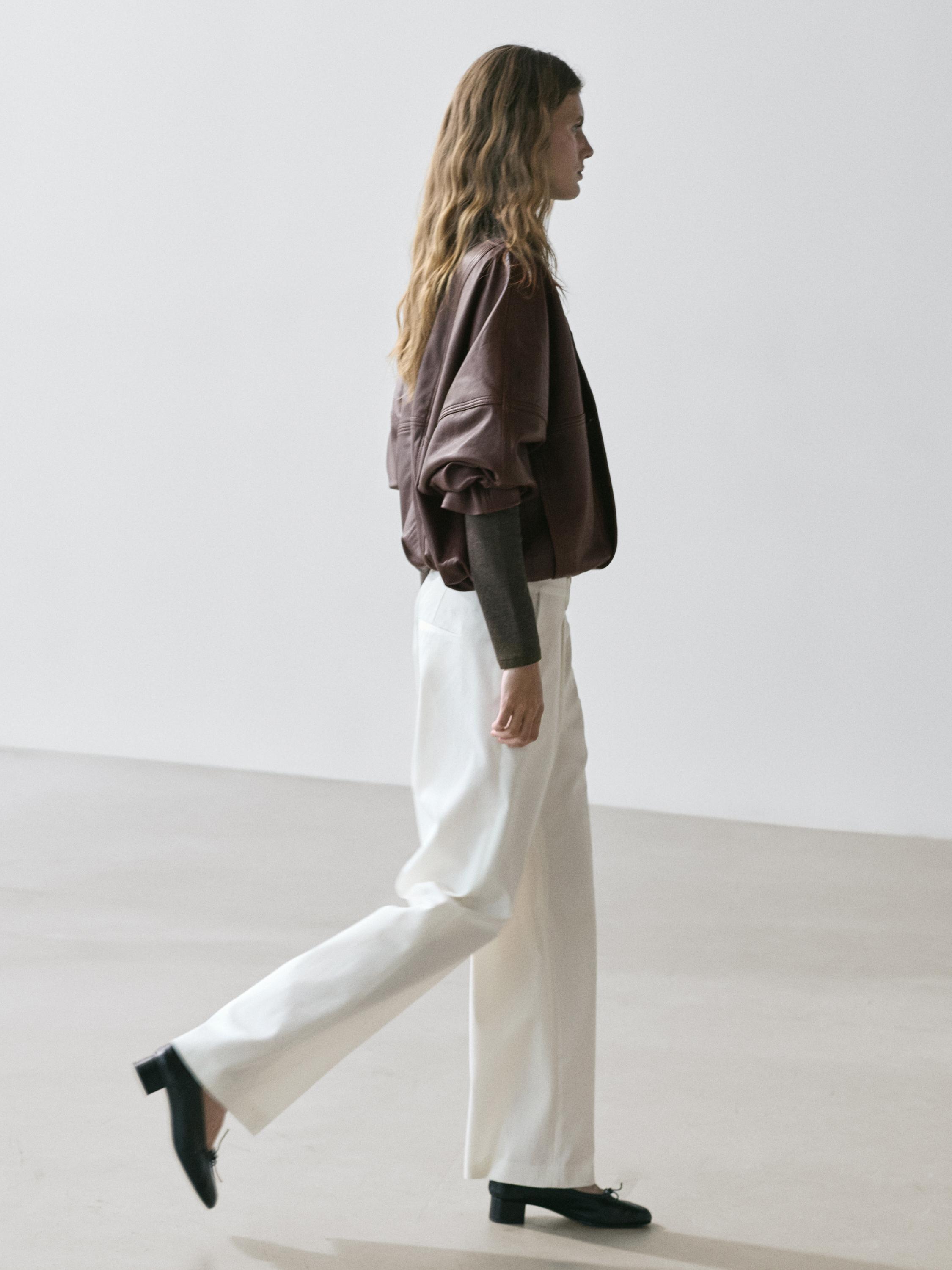 Darted cotton trousers — WHITE