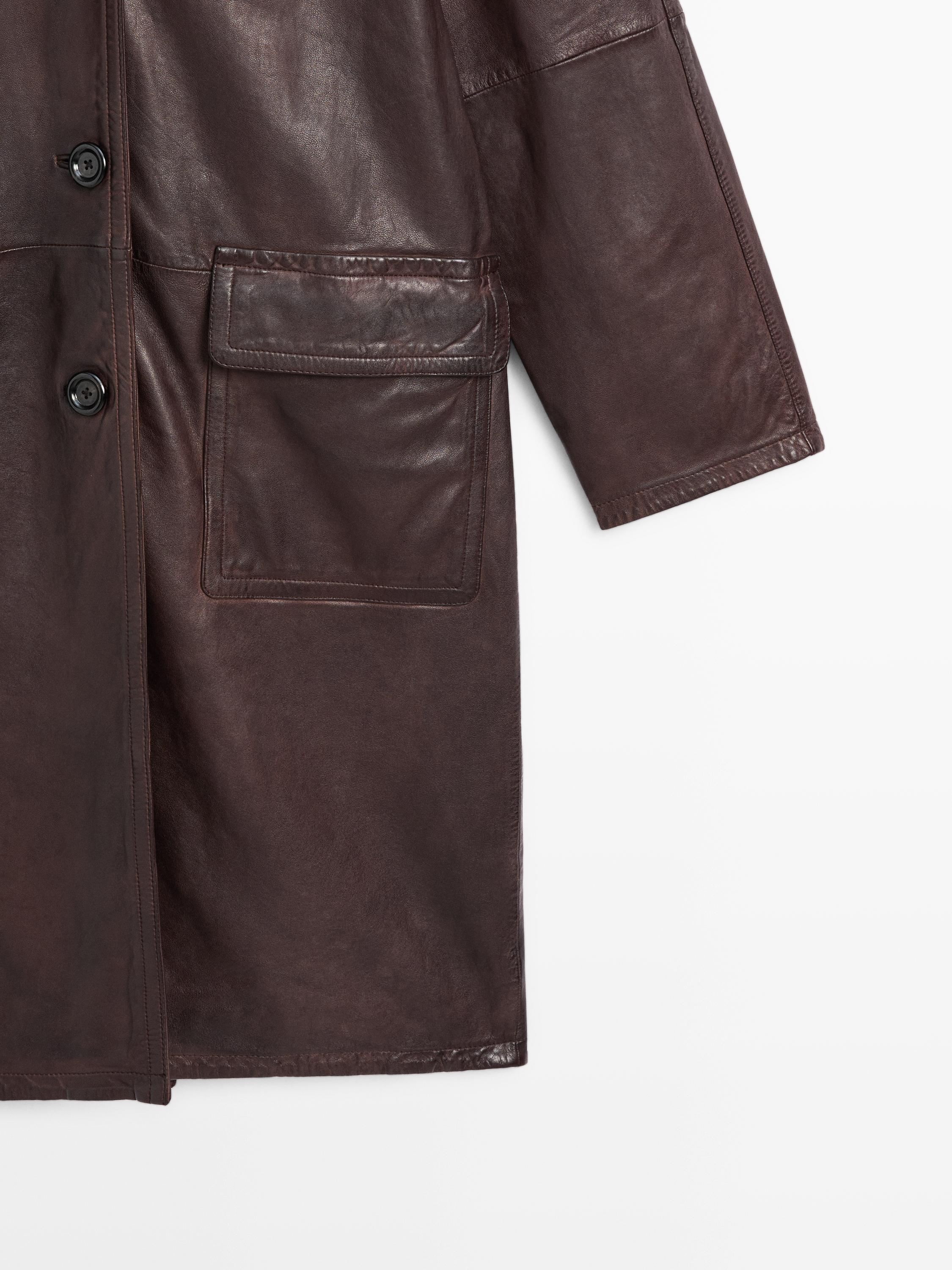 Manteau long en cuir nappa