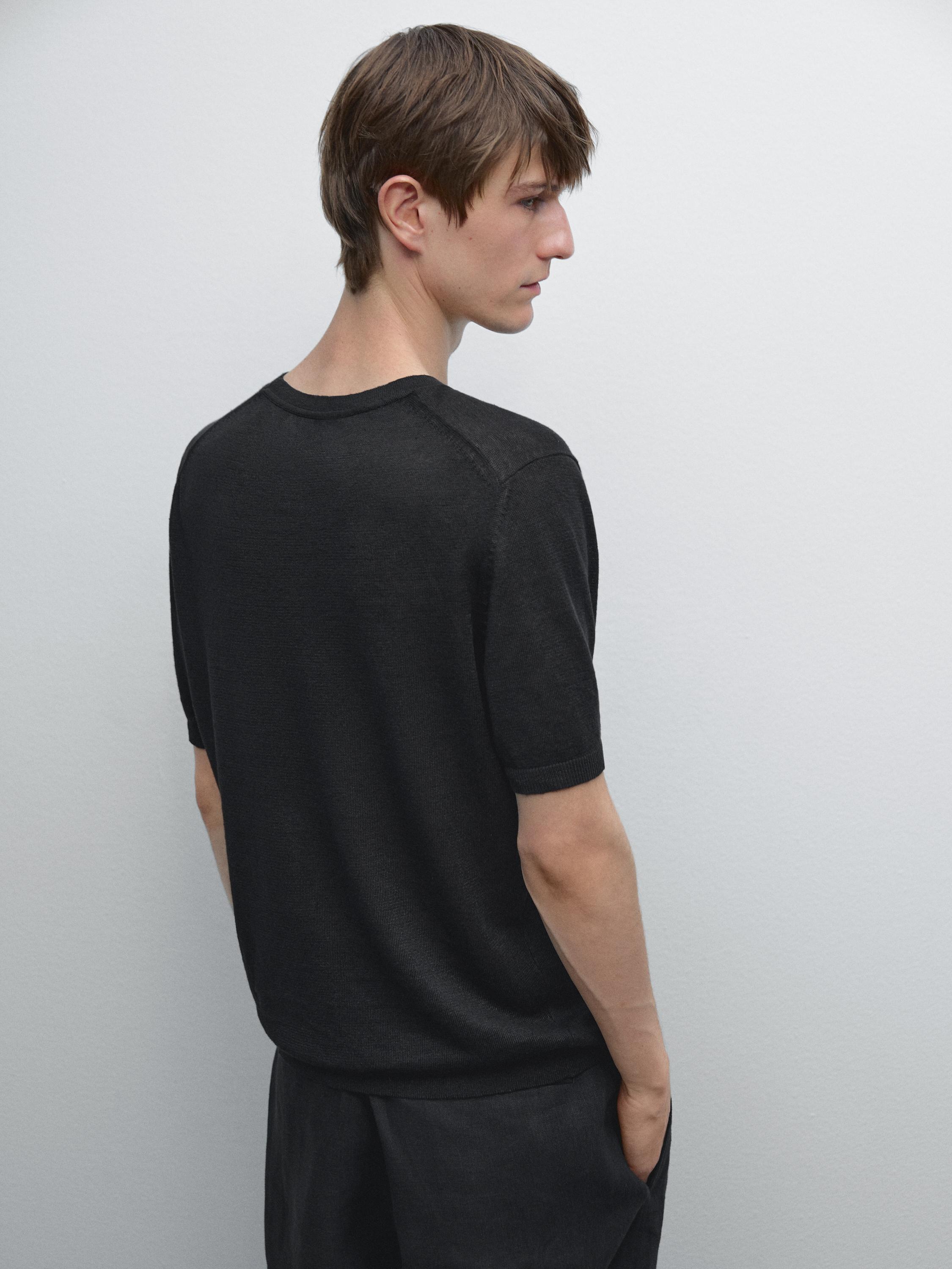 100% linen short sleeve knit T-shirt