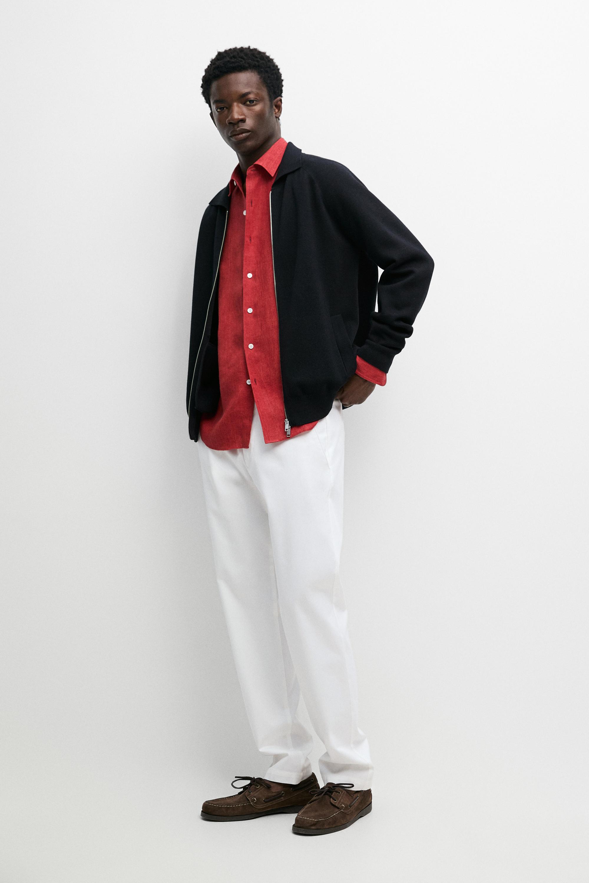 Cotton blend zip-up knit cardigan