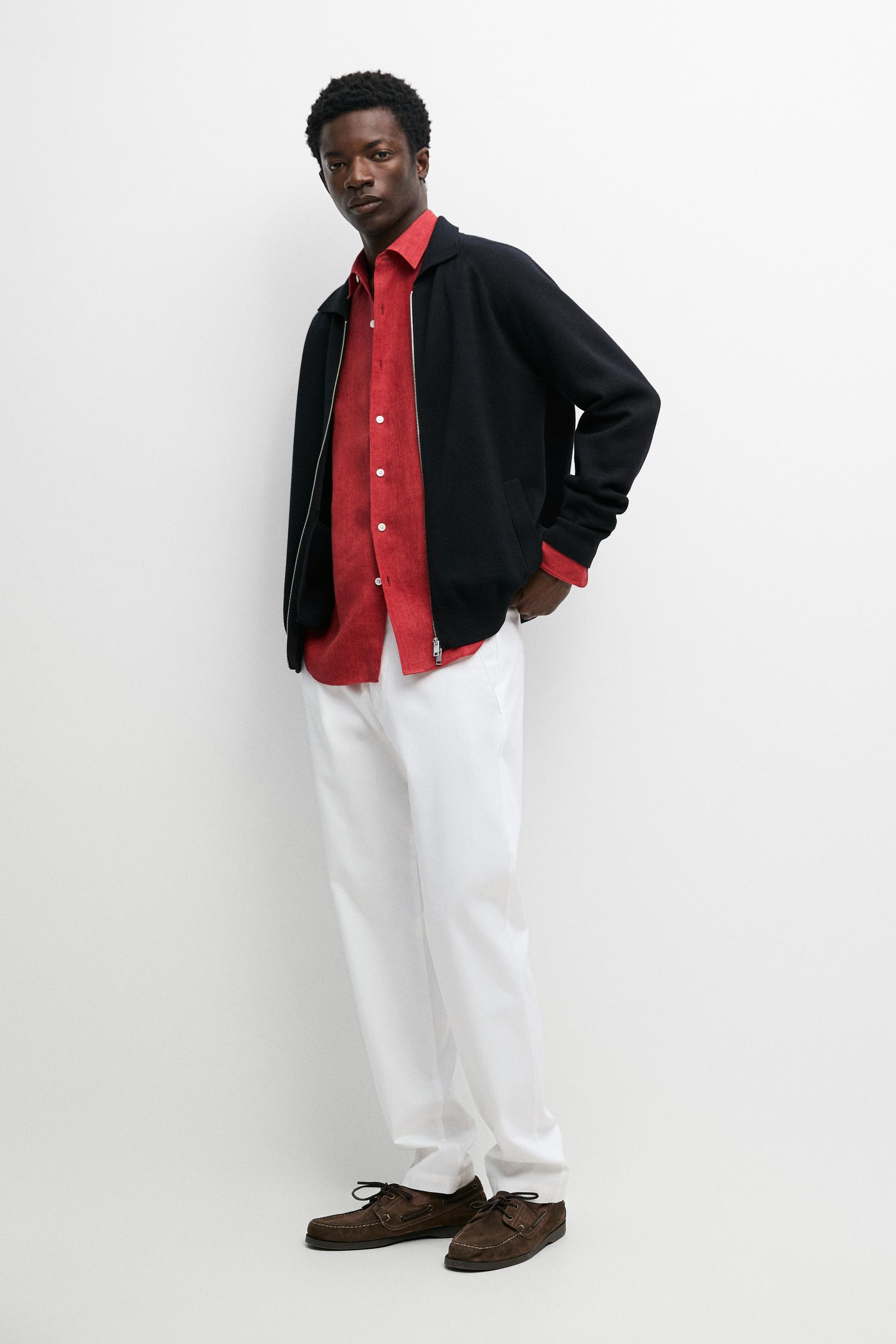 Cardigan Con Cerniera In Maglia Di Misto Cotone - Blu Marino - L - Massimo Dutti - Maschile