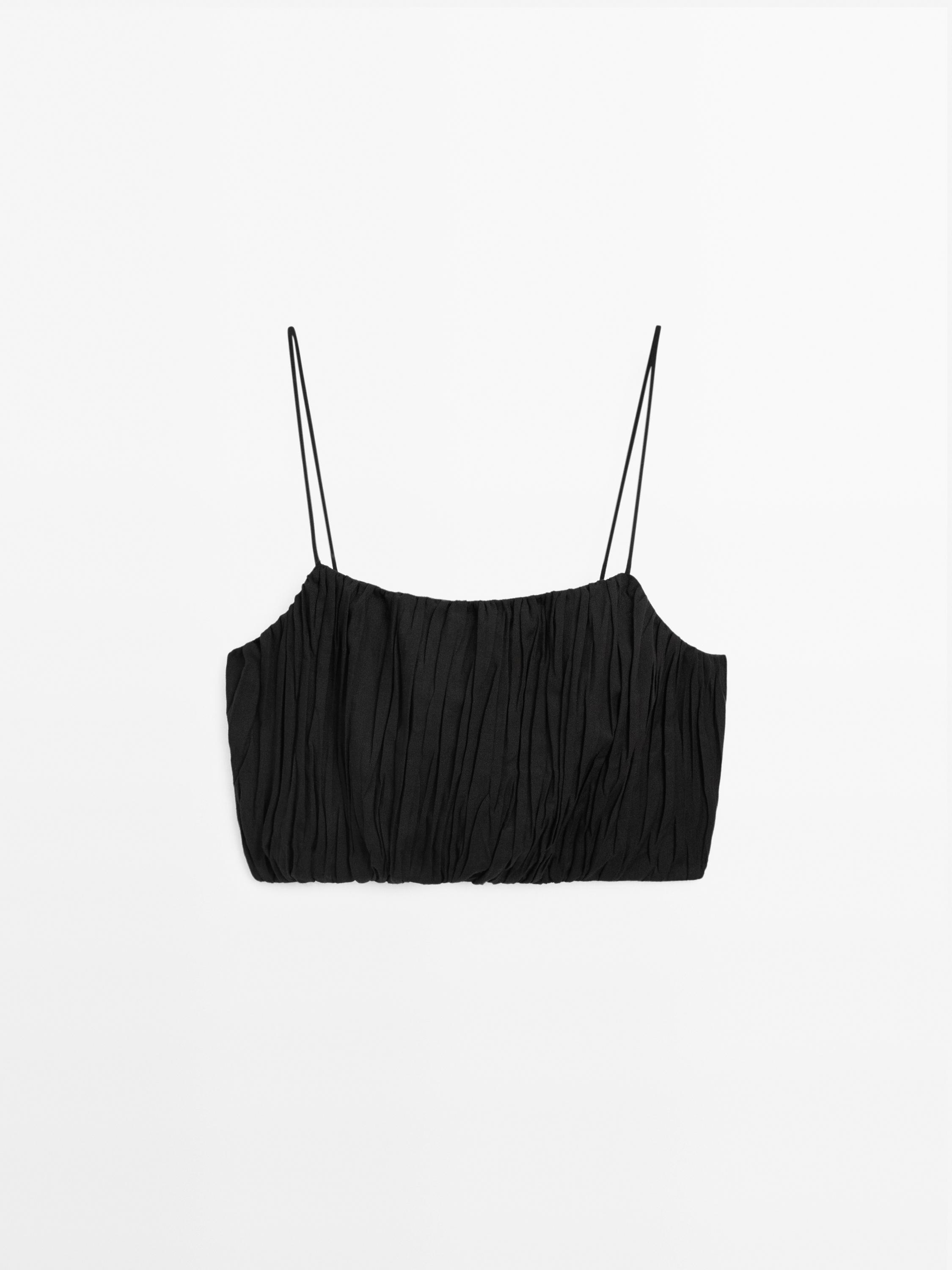 Creased-effect bandeau top