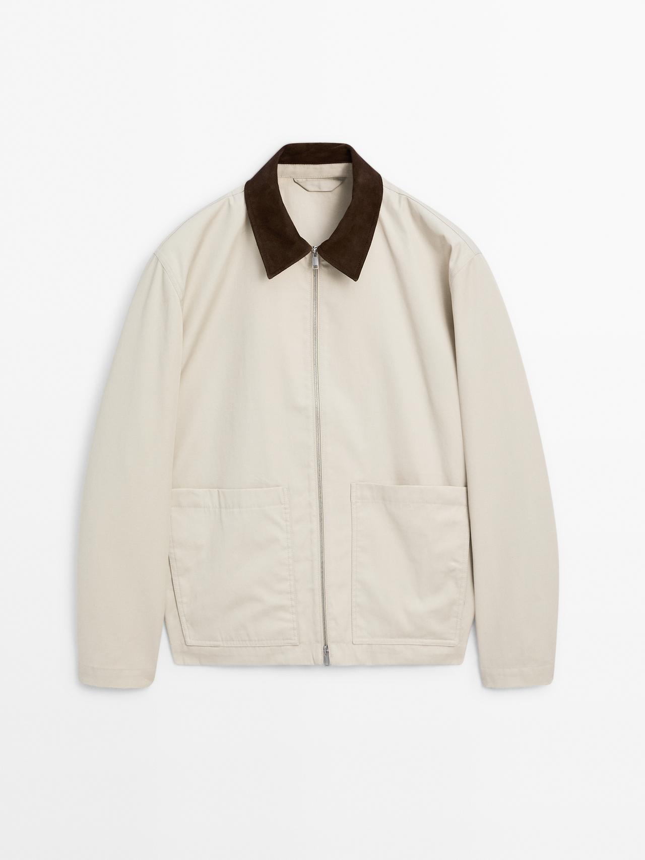 Massimo Dutti - Herre - Jakke I 100% Bomuld Med Kravedetalje - Grå - L