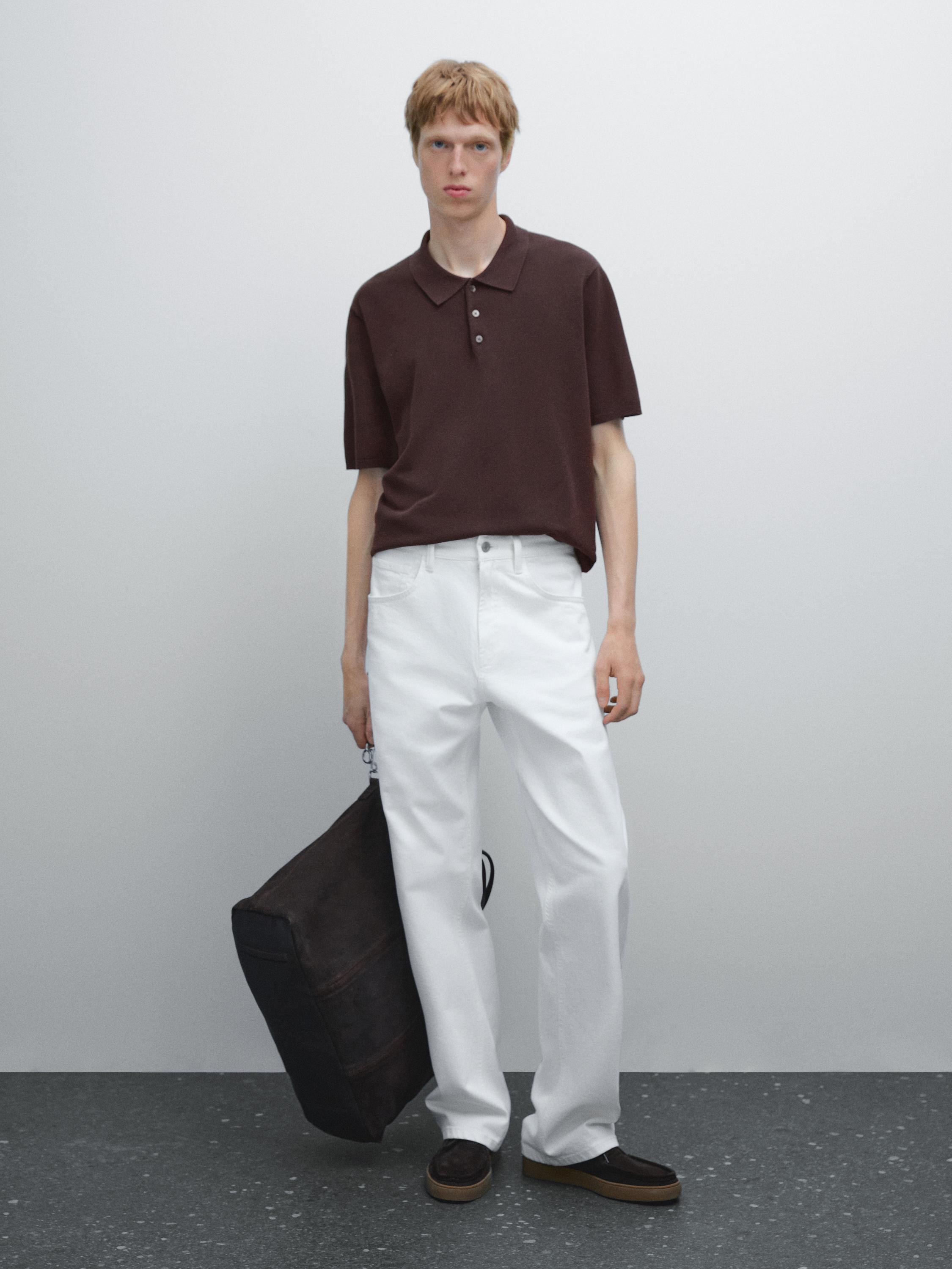 Structure knitted polo shirt 100% cotton