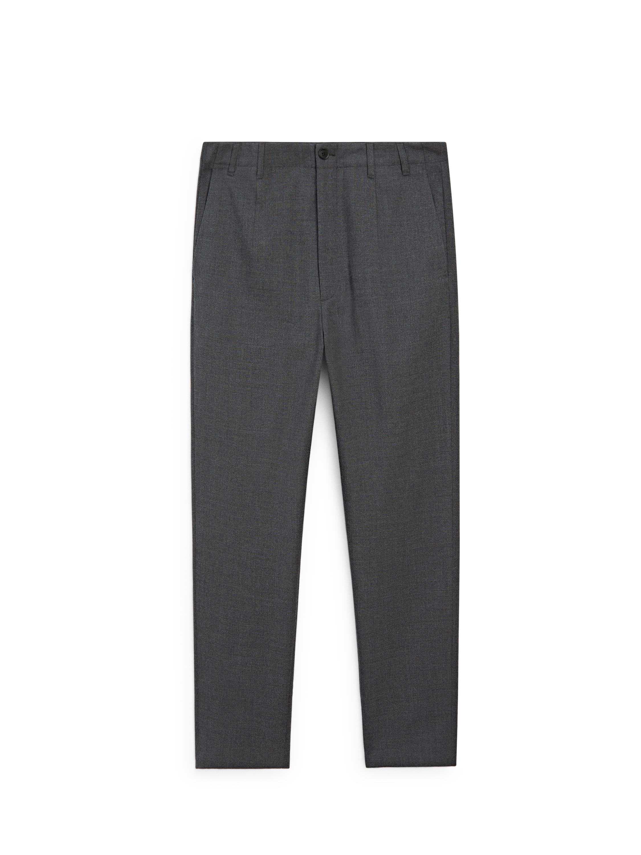 Cool wool textured trousers — GREY