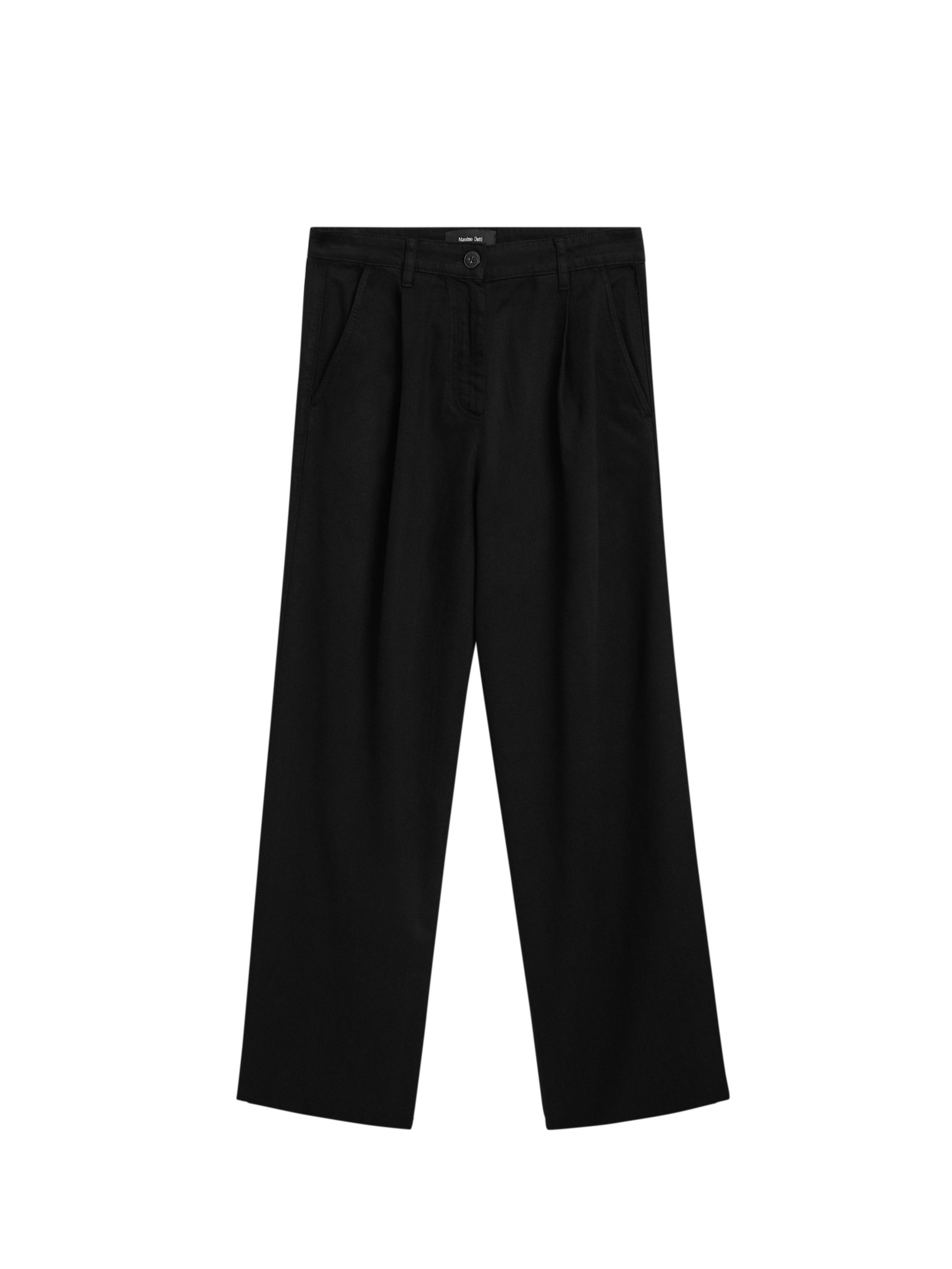 Flowing cotton blend trousers