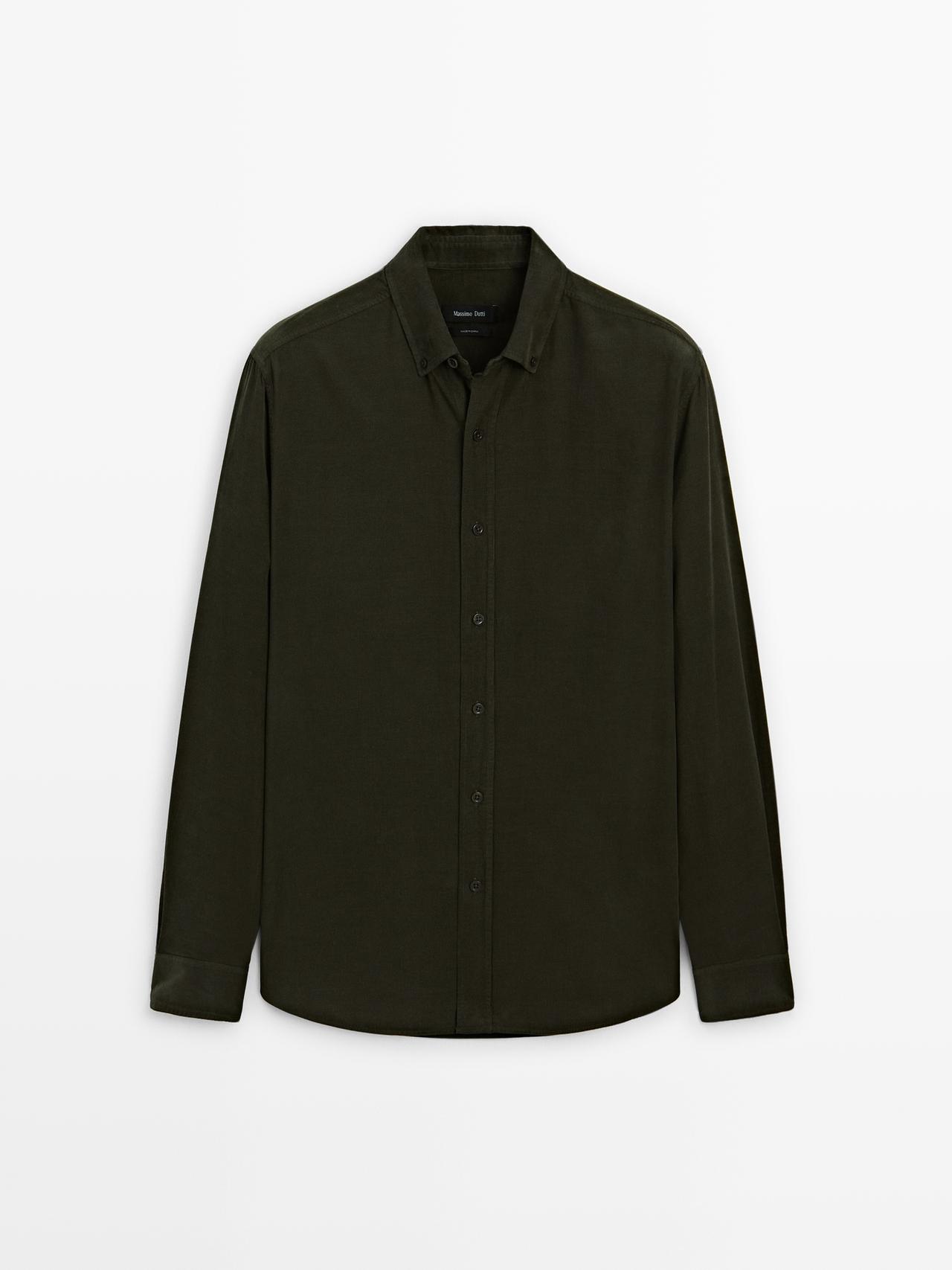 Massimo Dutti - Heren - Regular Fit Overhemd Van Fijne Corduroy - Groen - L