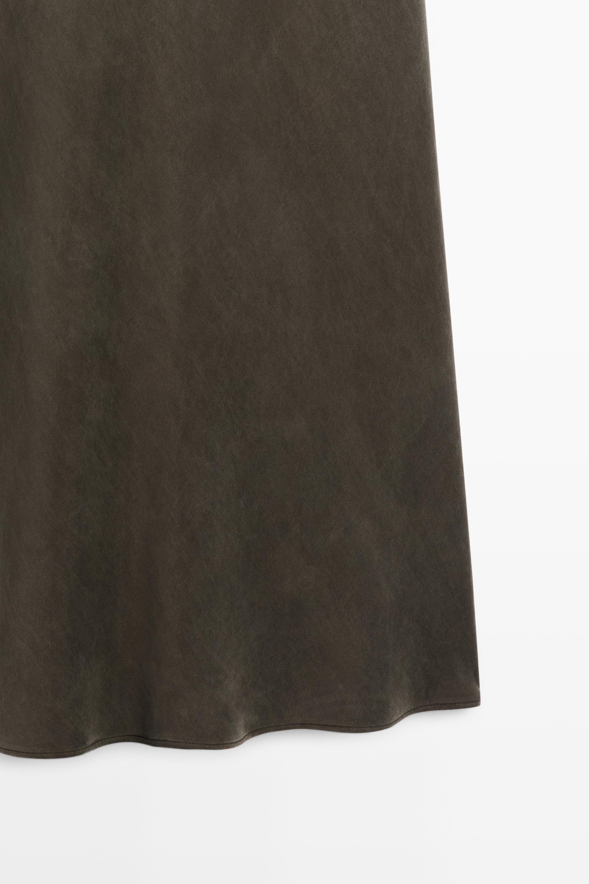 Flowing lingerie midi dress with thin straps — GREY