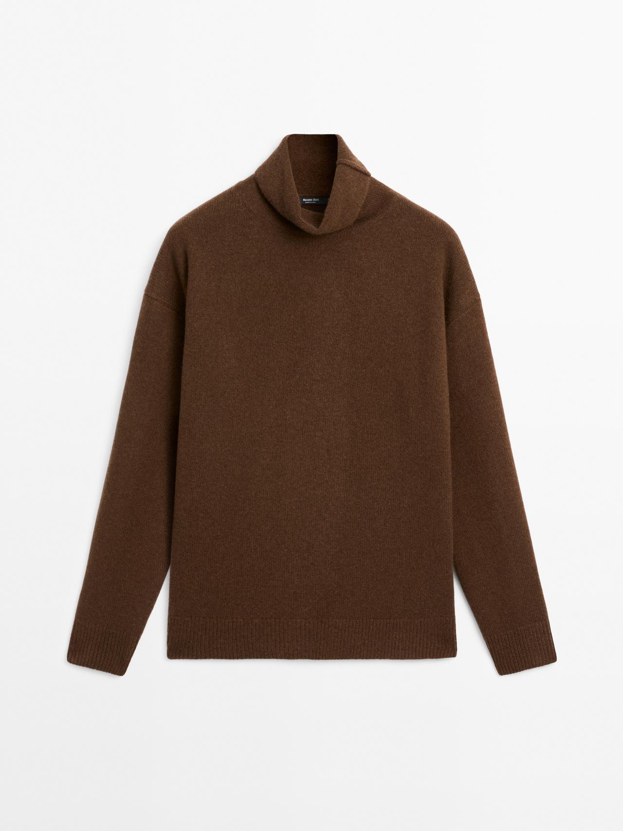 Massimo Dutti - Dames - Tricot Coltrui Van Wolmix - Toffee - L