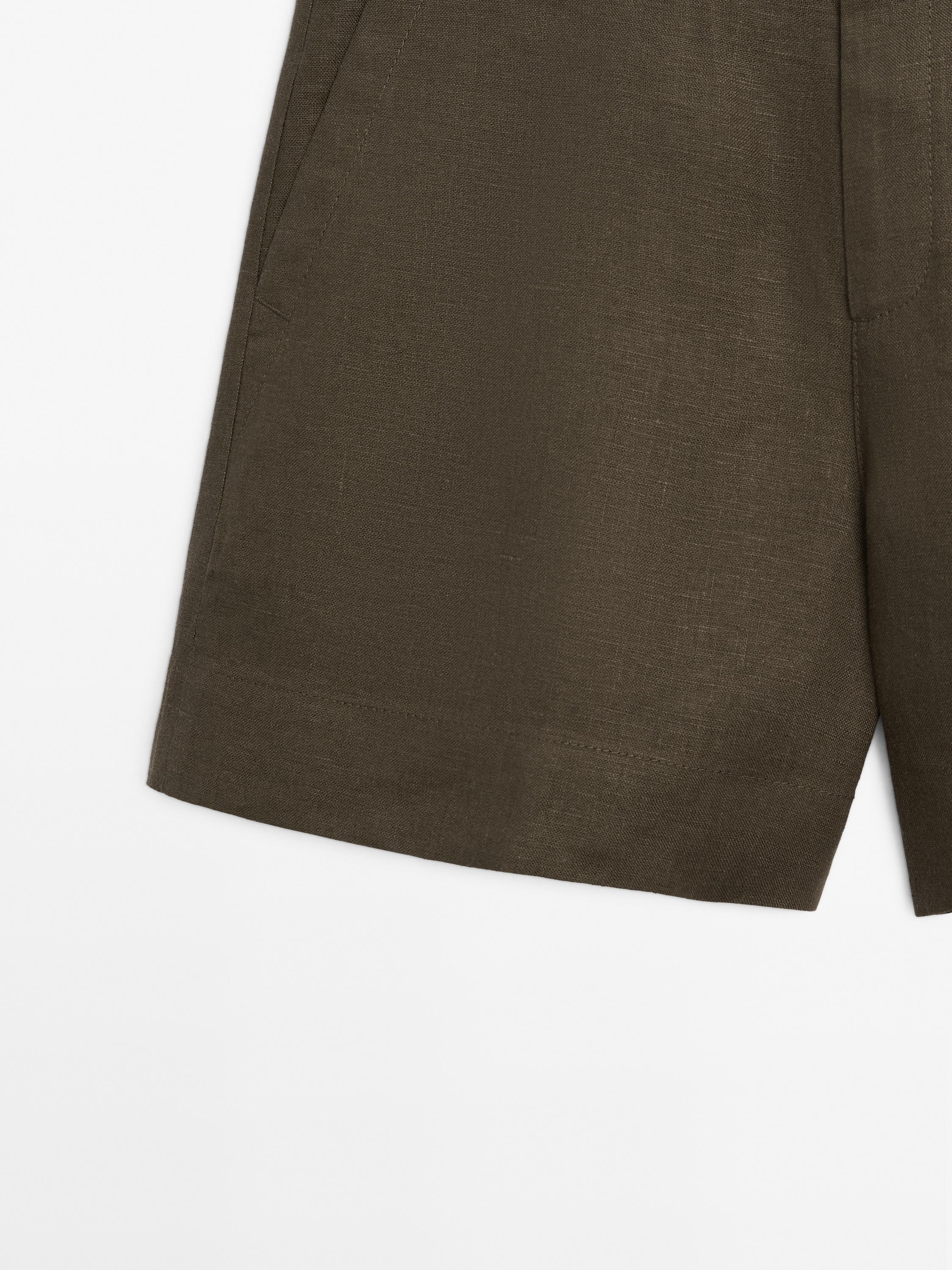100% linen short Bermuda shorts