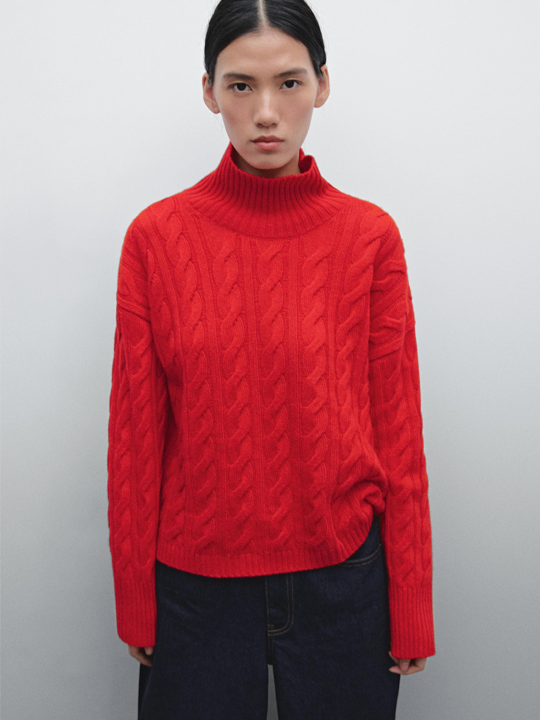 Wool blend cable-knit sweater