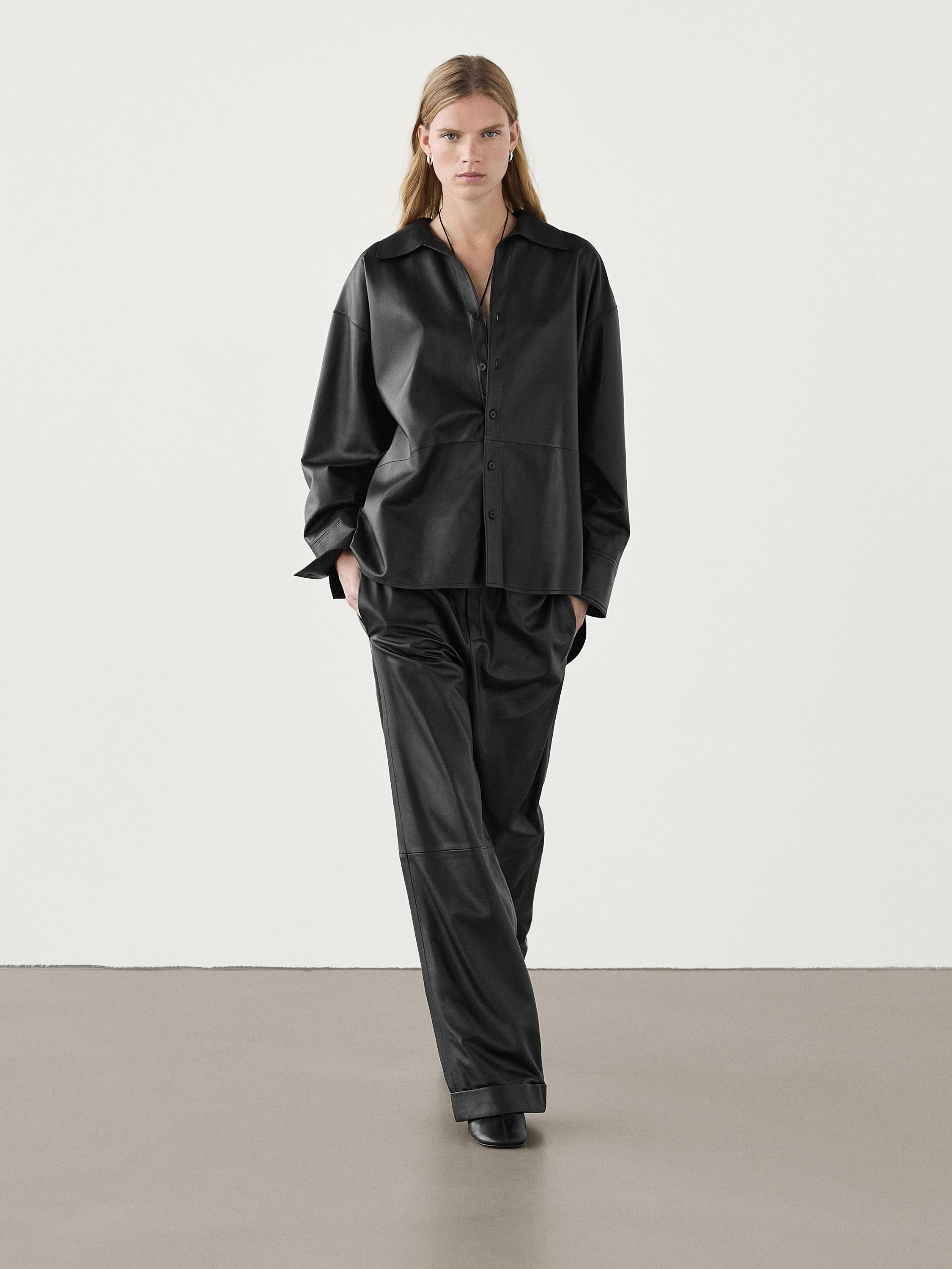 Women s leather trousers Massimo Dutti