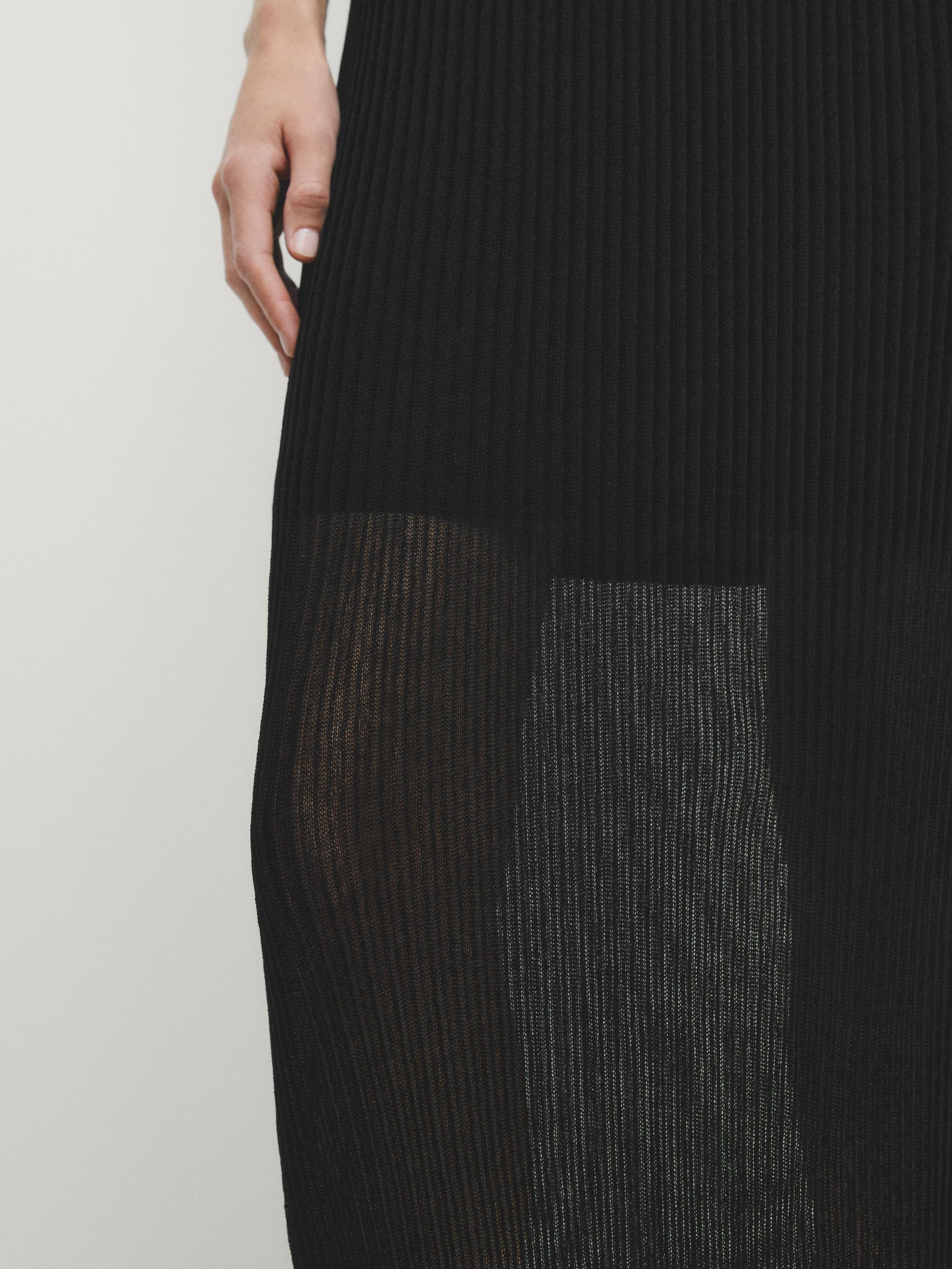 Short sleeve open knit midi dress