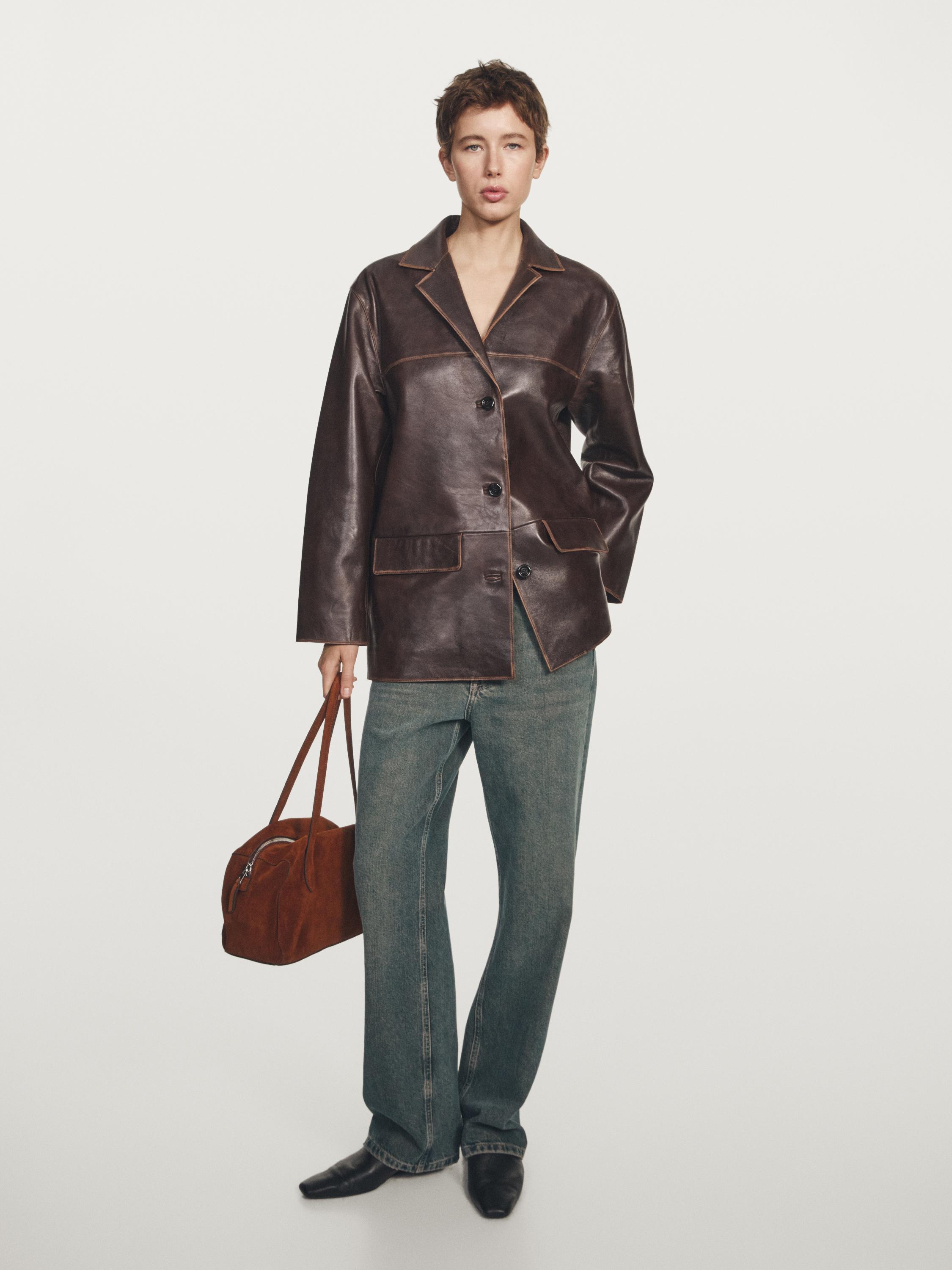 Nappa leather midi jacket
