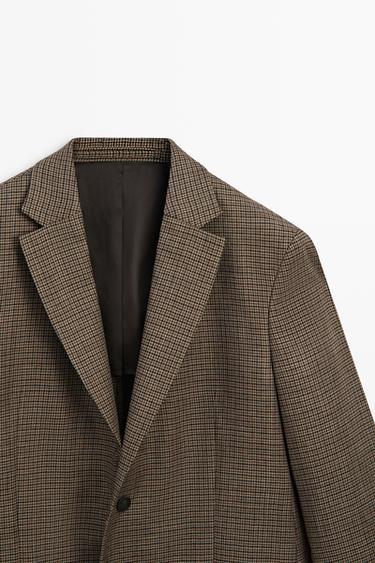100% wool houndstooth blazer — BEIGE MARL 4