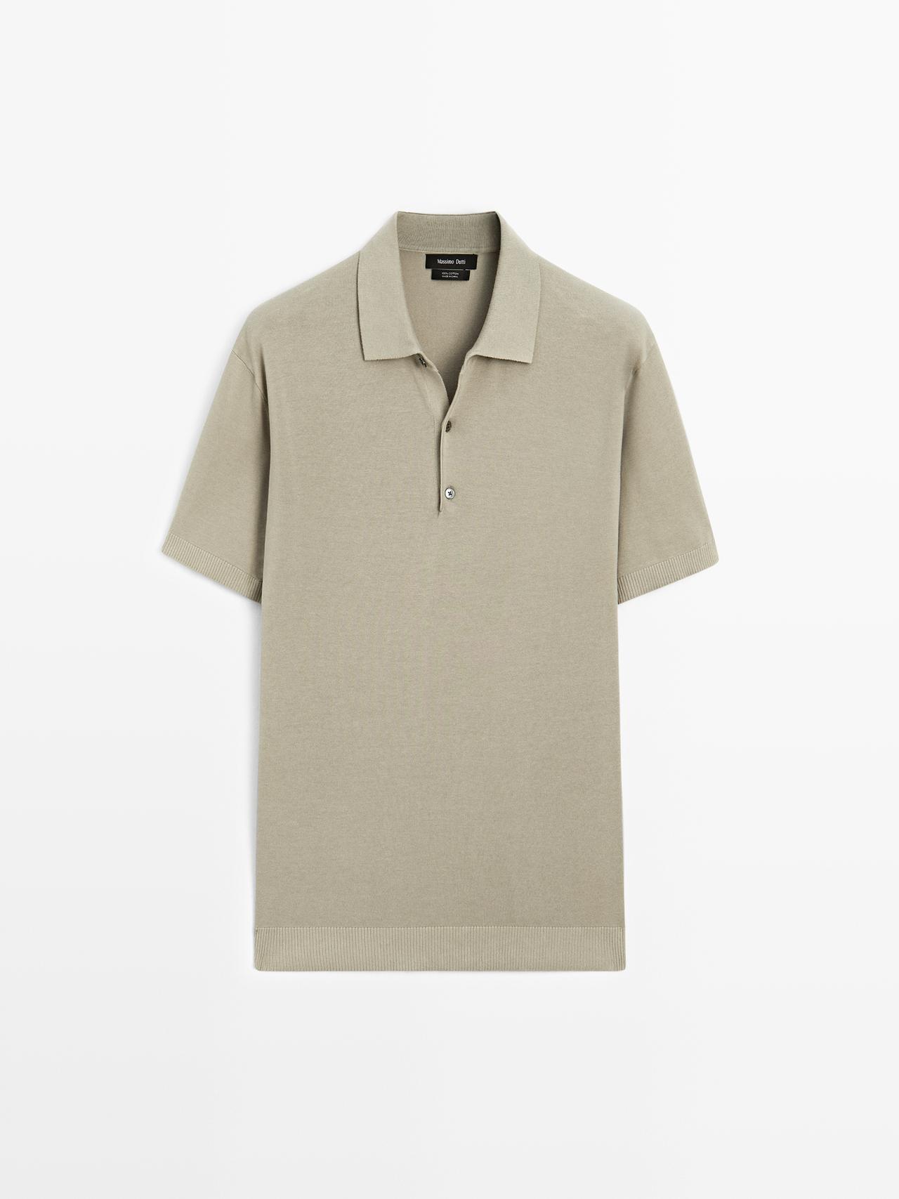 Massimo Dutti - Herre - Kortærmet Poloshirt I Strik - Grøn - L