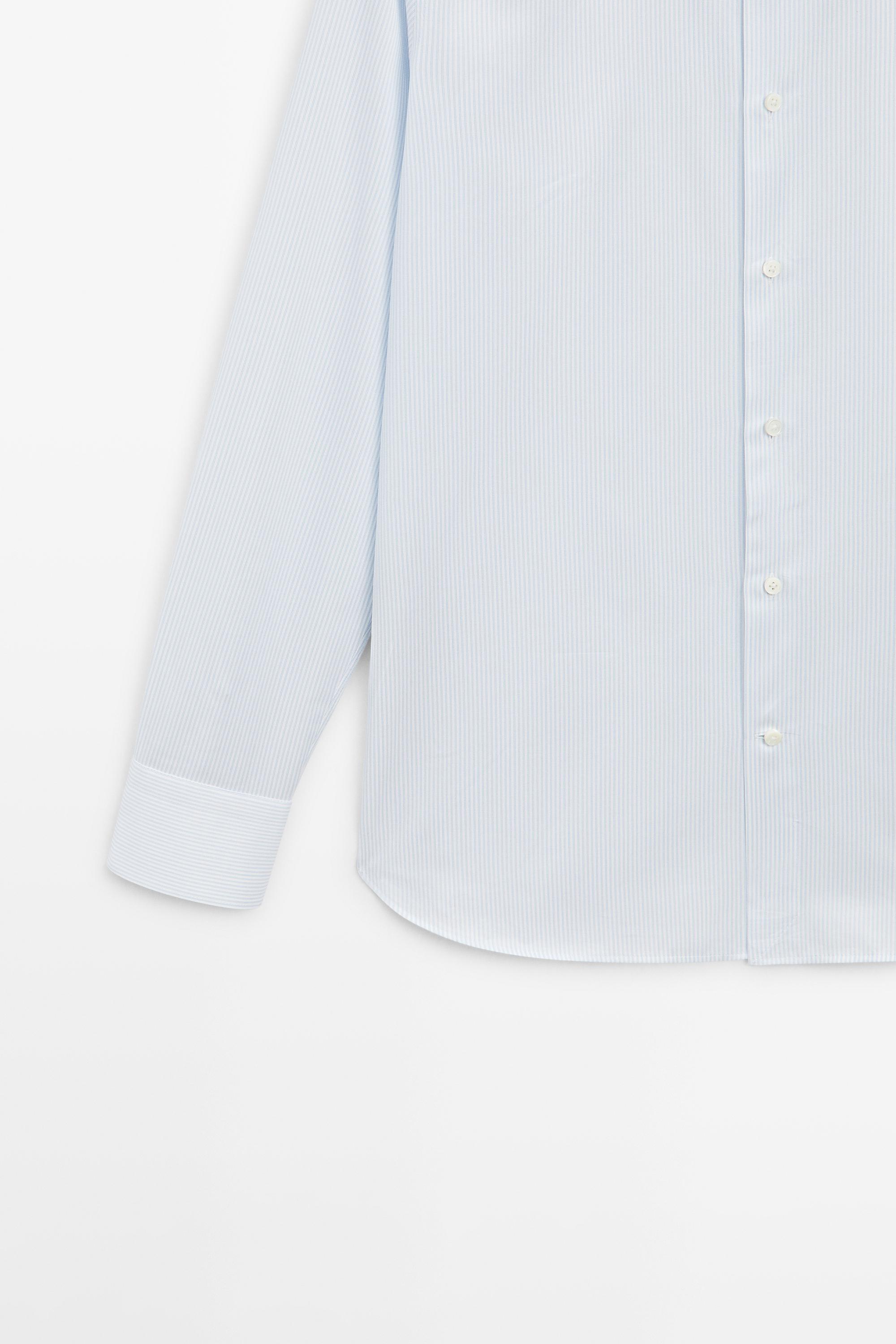 Slim fit 100% cotton double stripe shirt — Sky blue