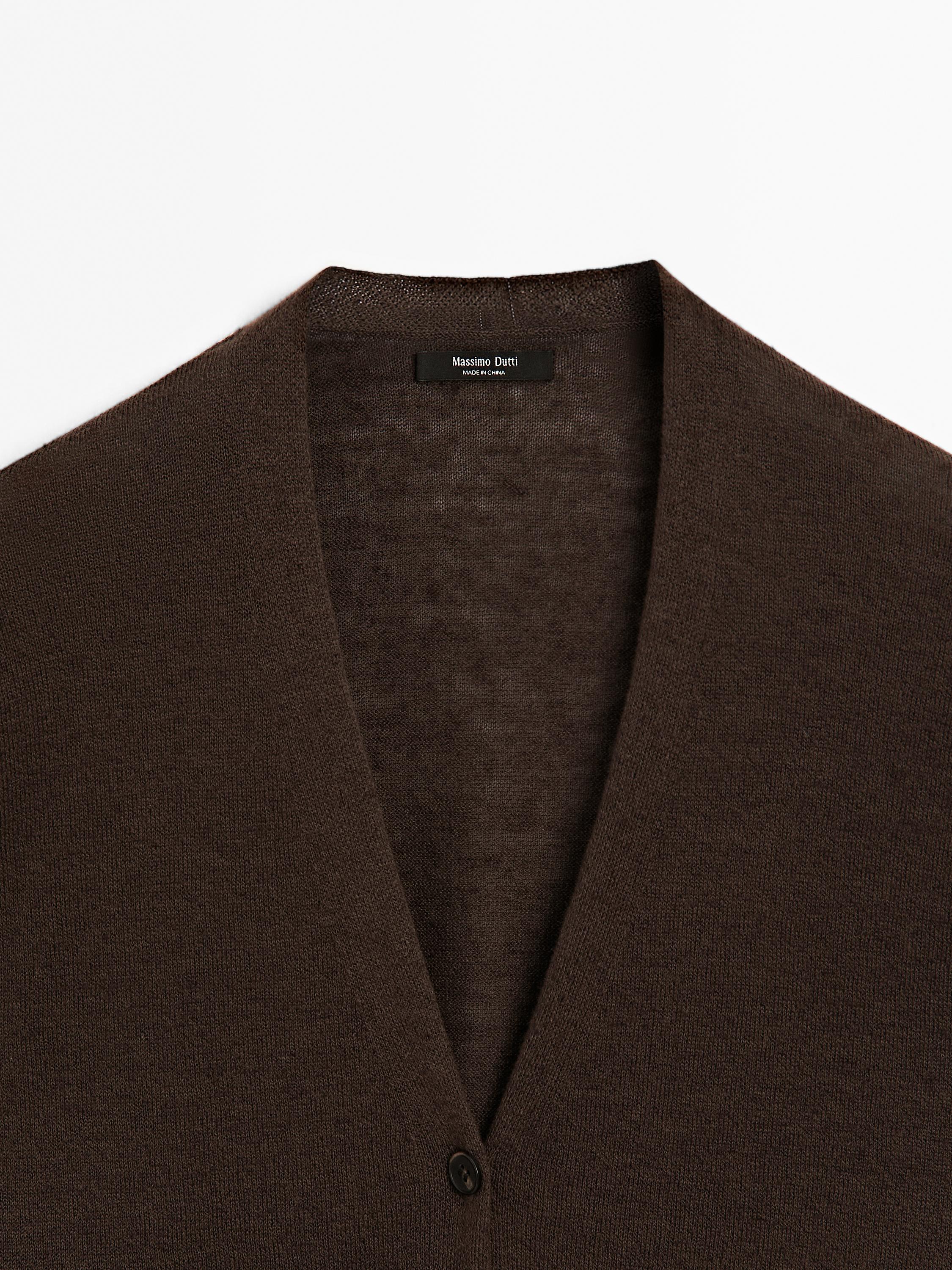 Langer Strickcardigan aus Leinenmischgewebe