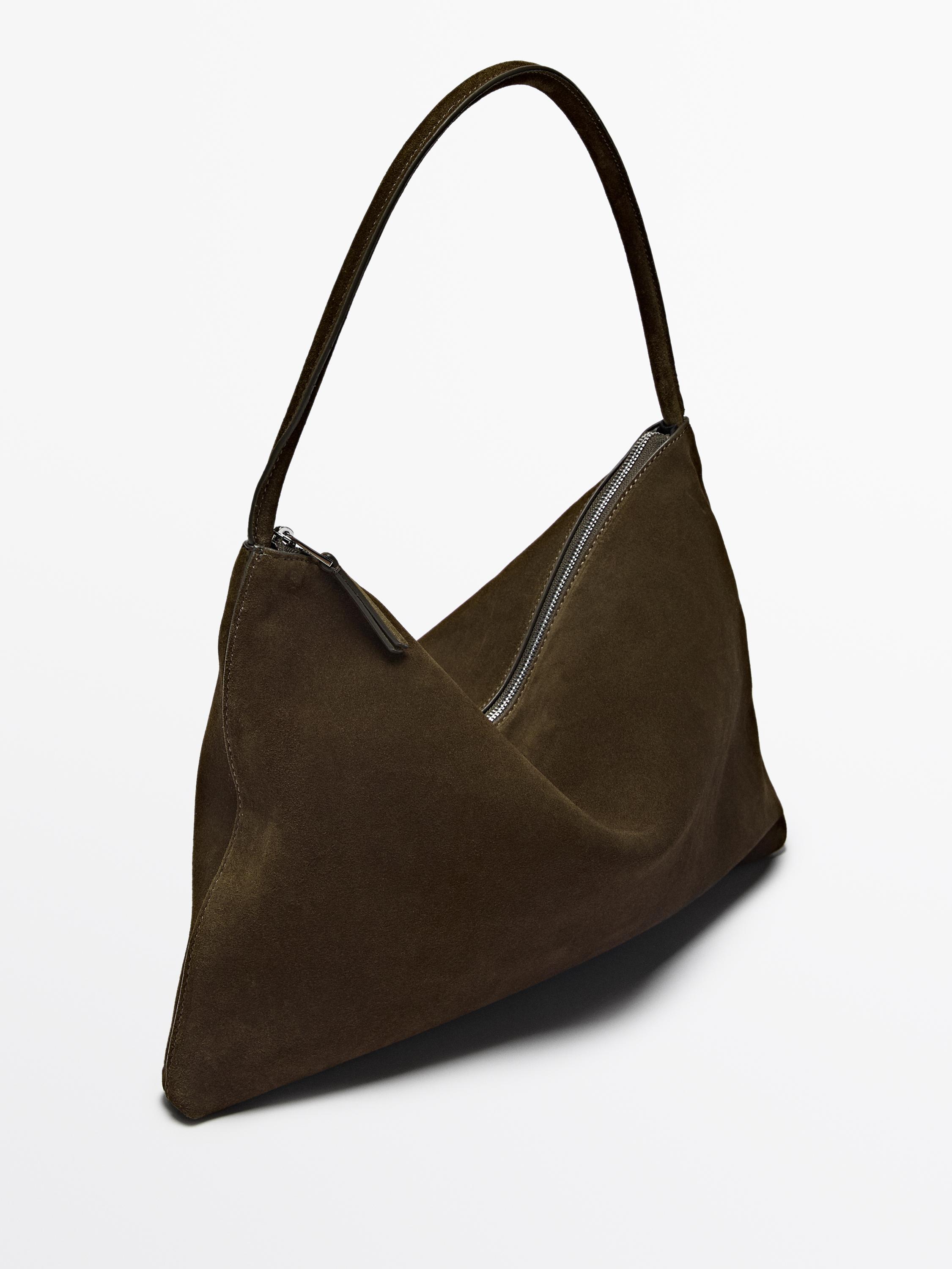 Split cowhide leather bag