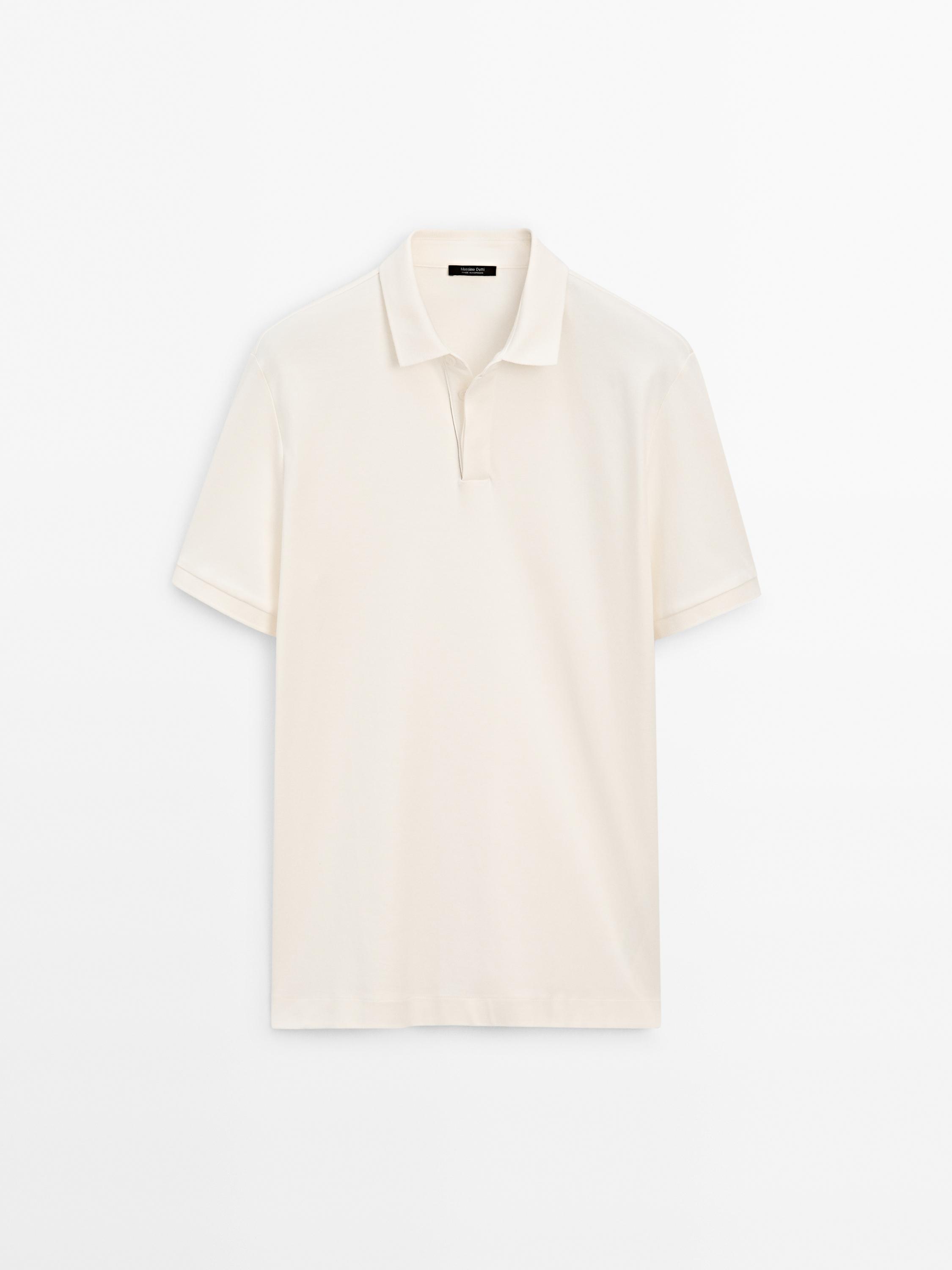 Short sleeve cotton knit polo shirt