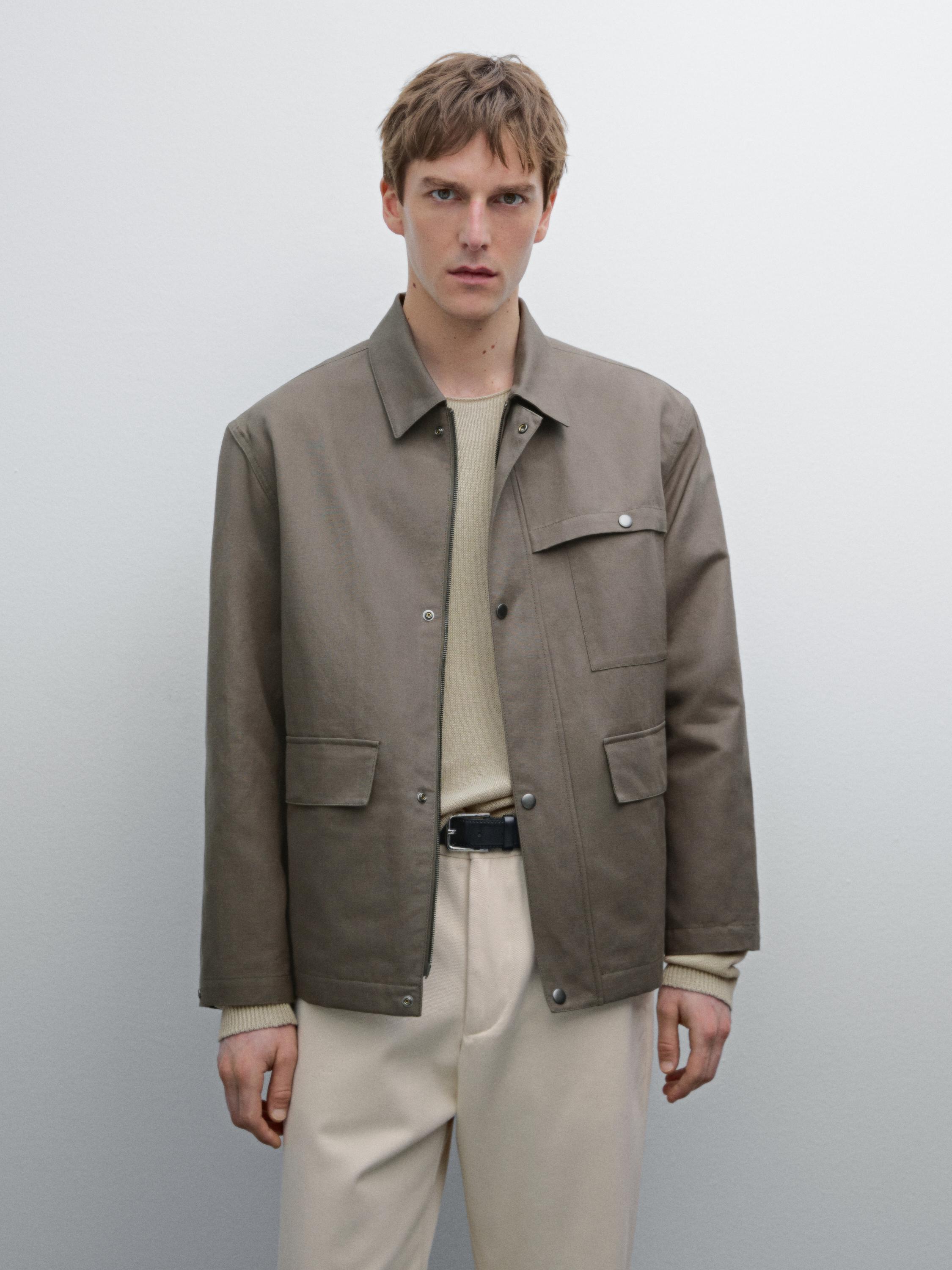 Veste avec poches coton mélangé