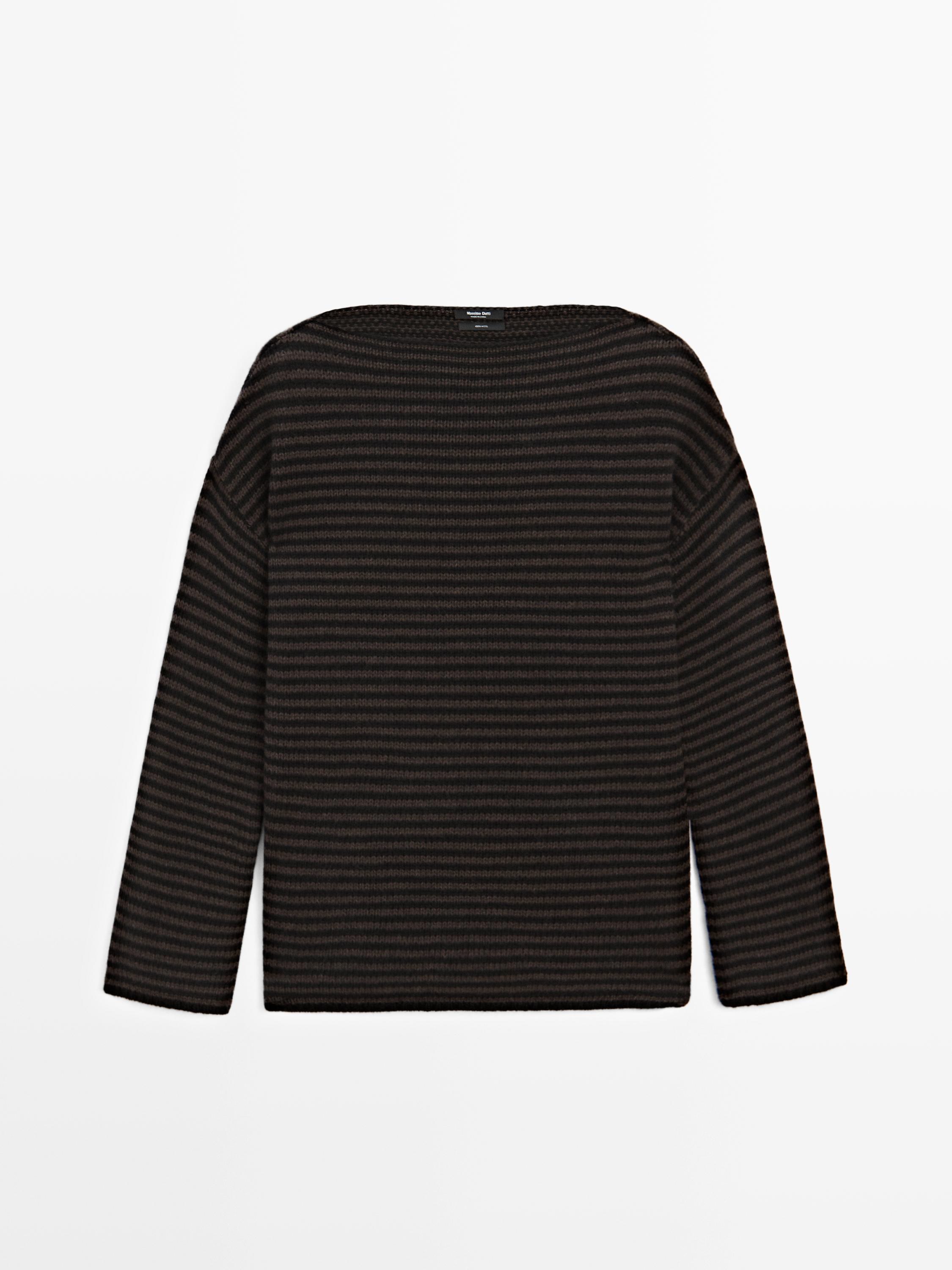 100% wool striped knit sweater