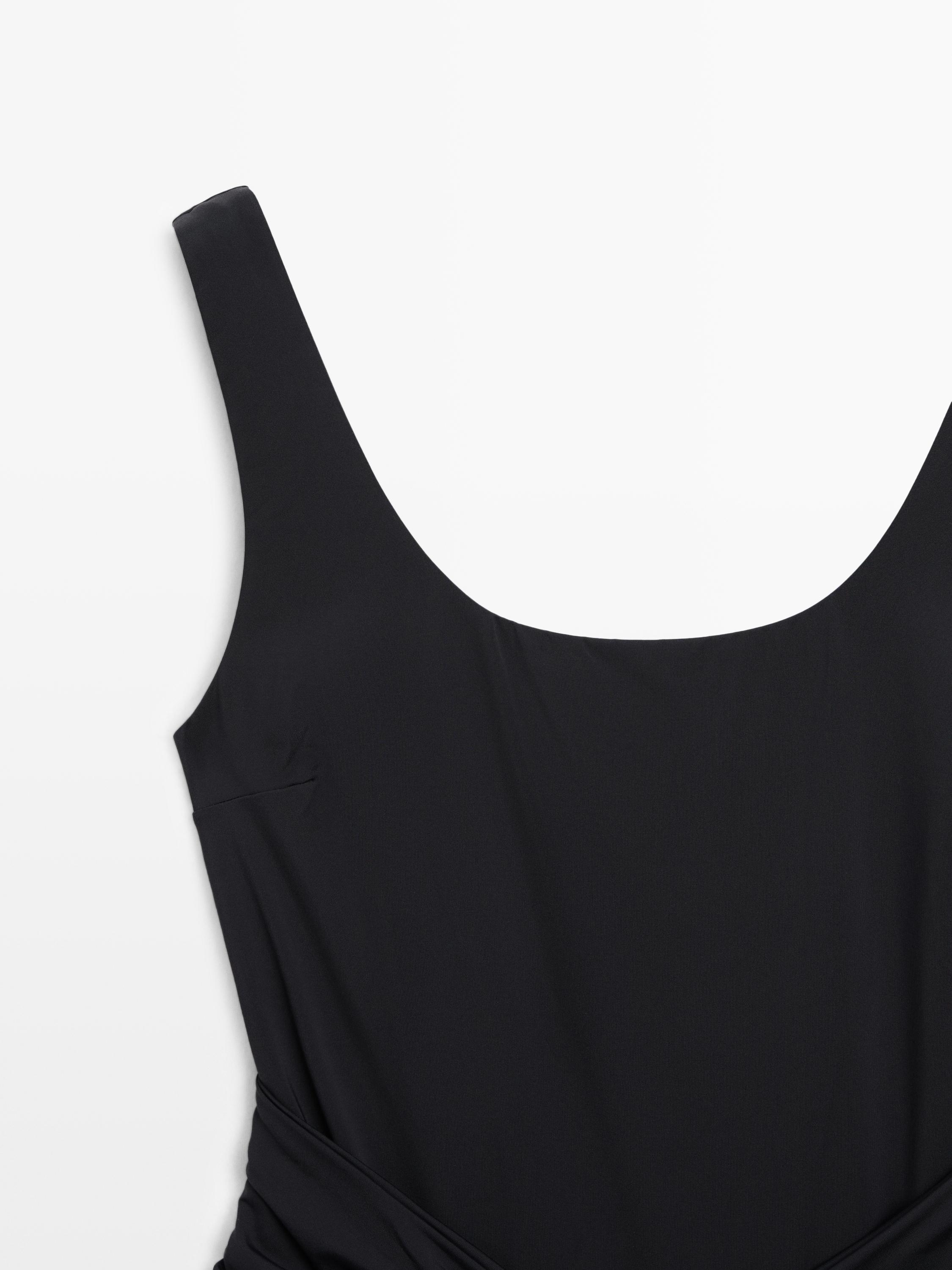 Swimsuit with rhinestone detail — BLACK