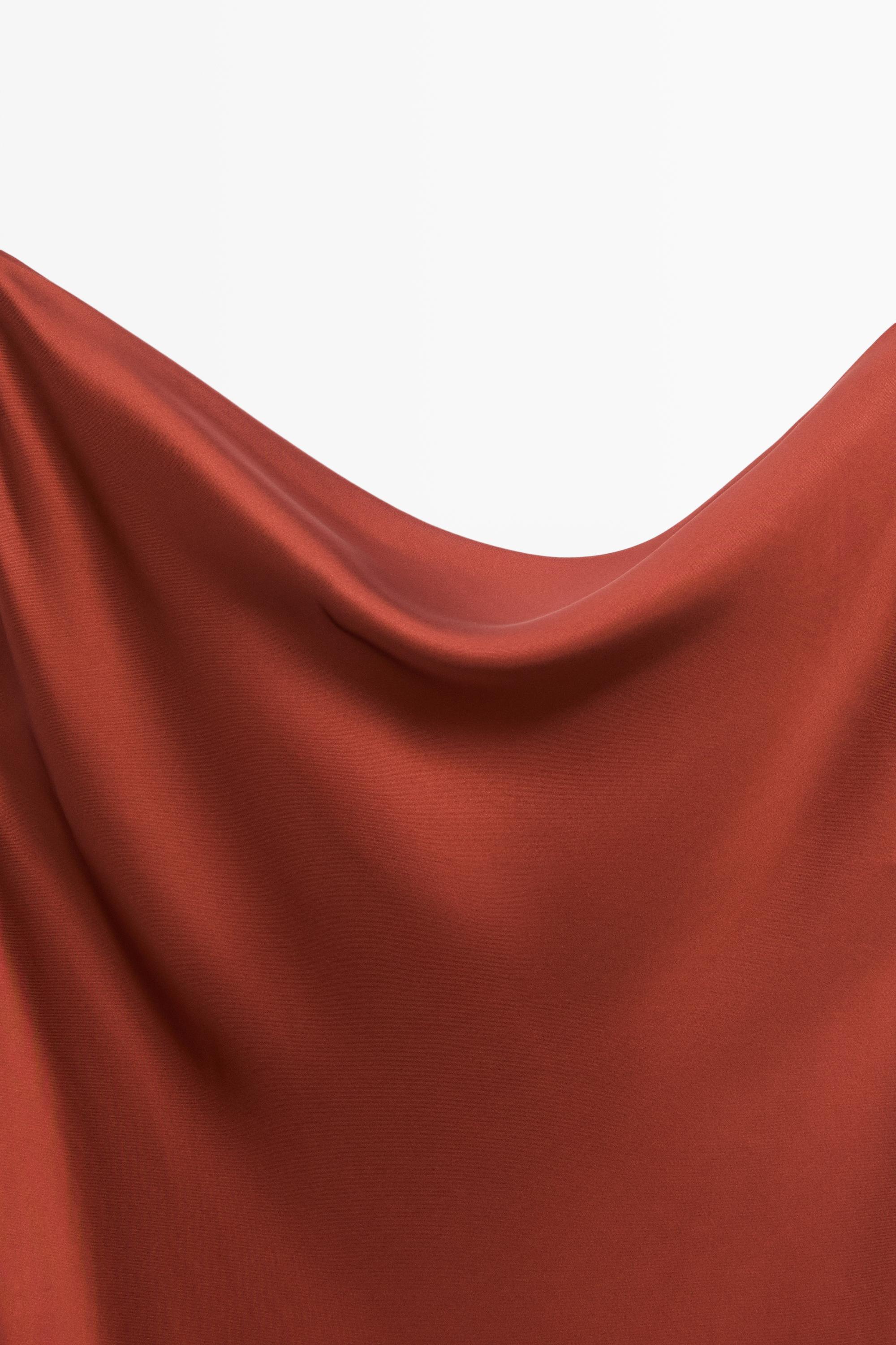 Flowing satin finish midi dress — BURNT ORANGE
