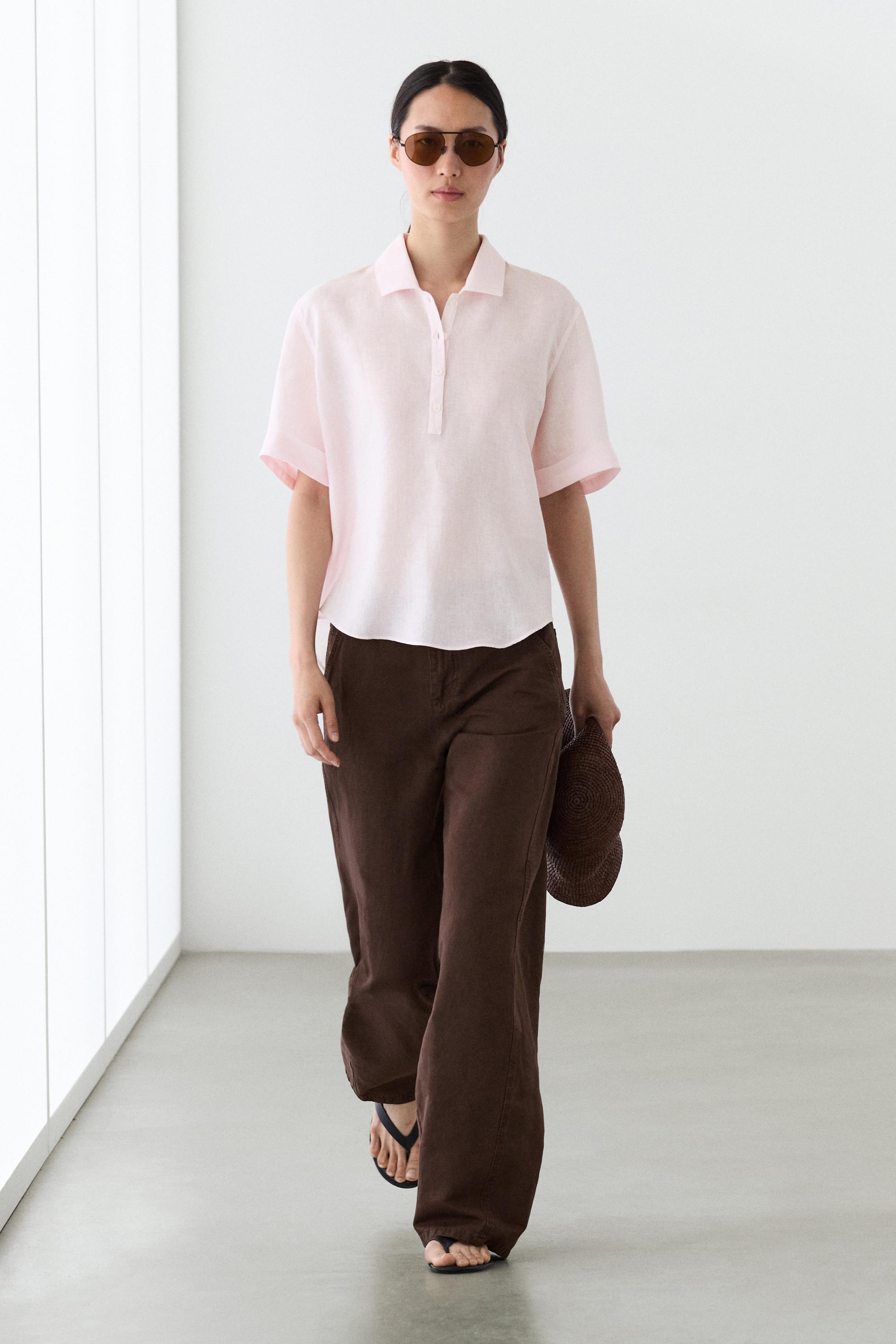 Linen blend trousers with seam detail