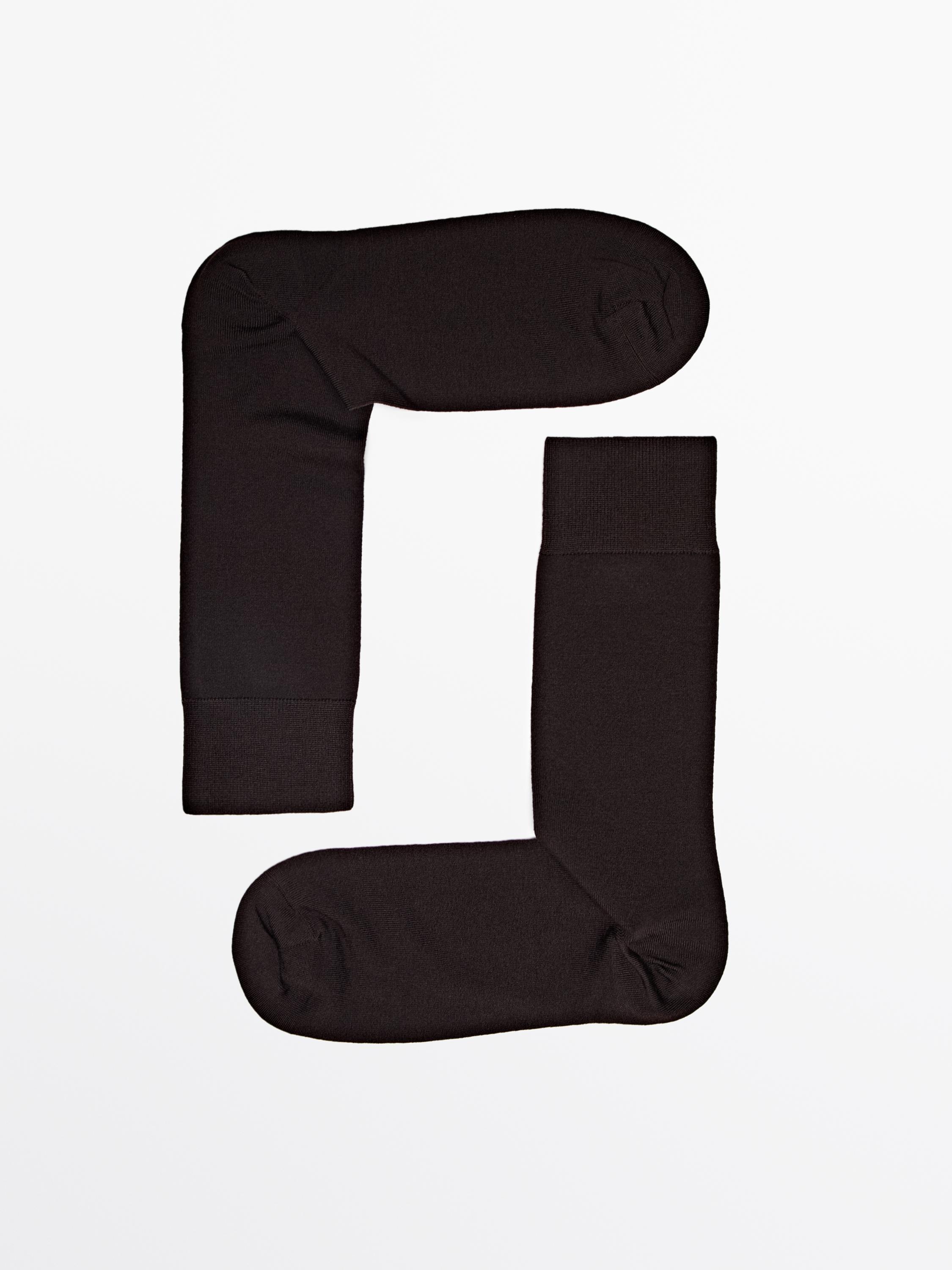 Plain wool blend knit socks