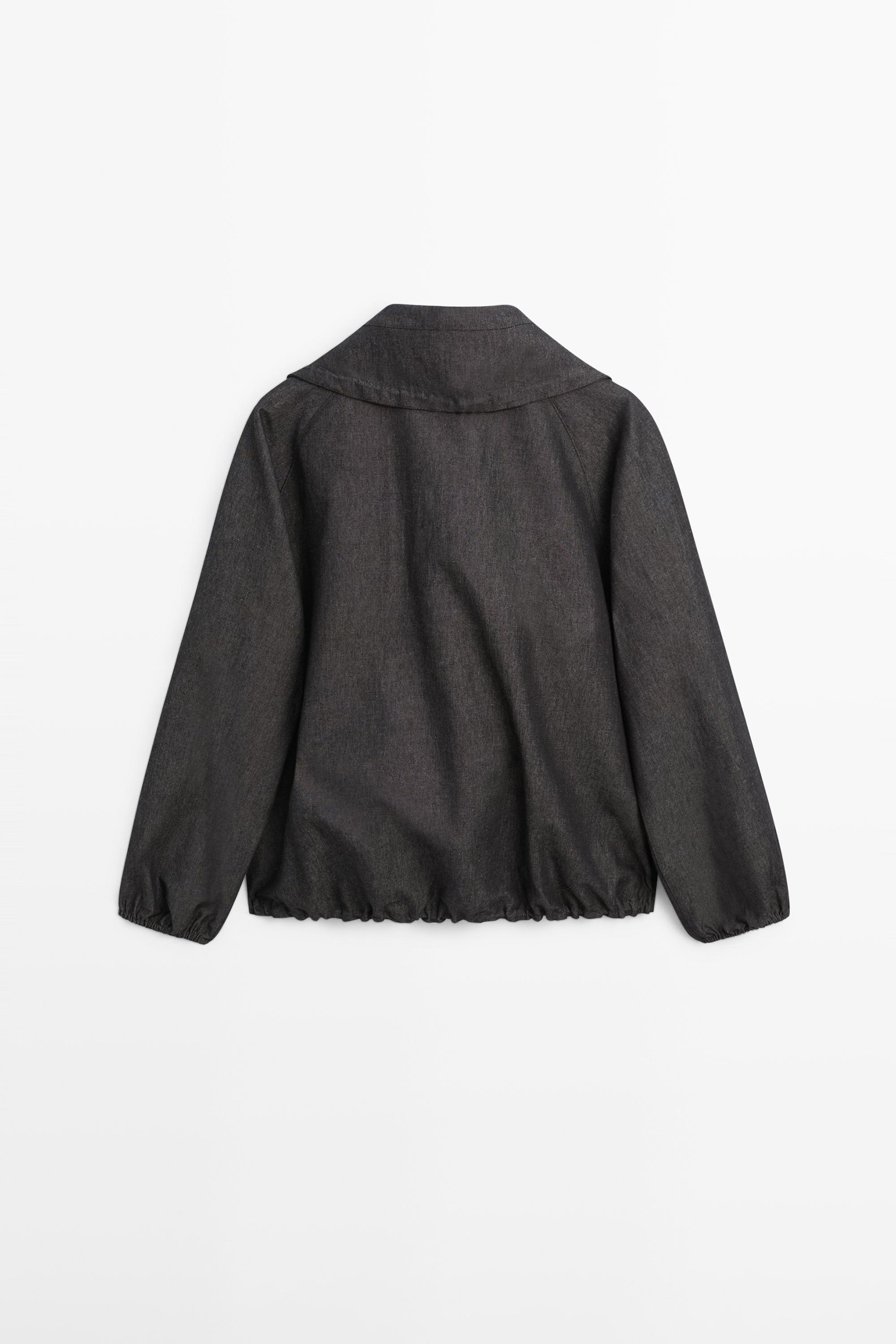 Linen blend bomber jacket — BLUISH GREY