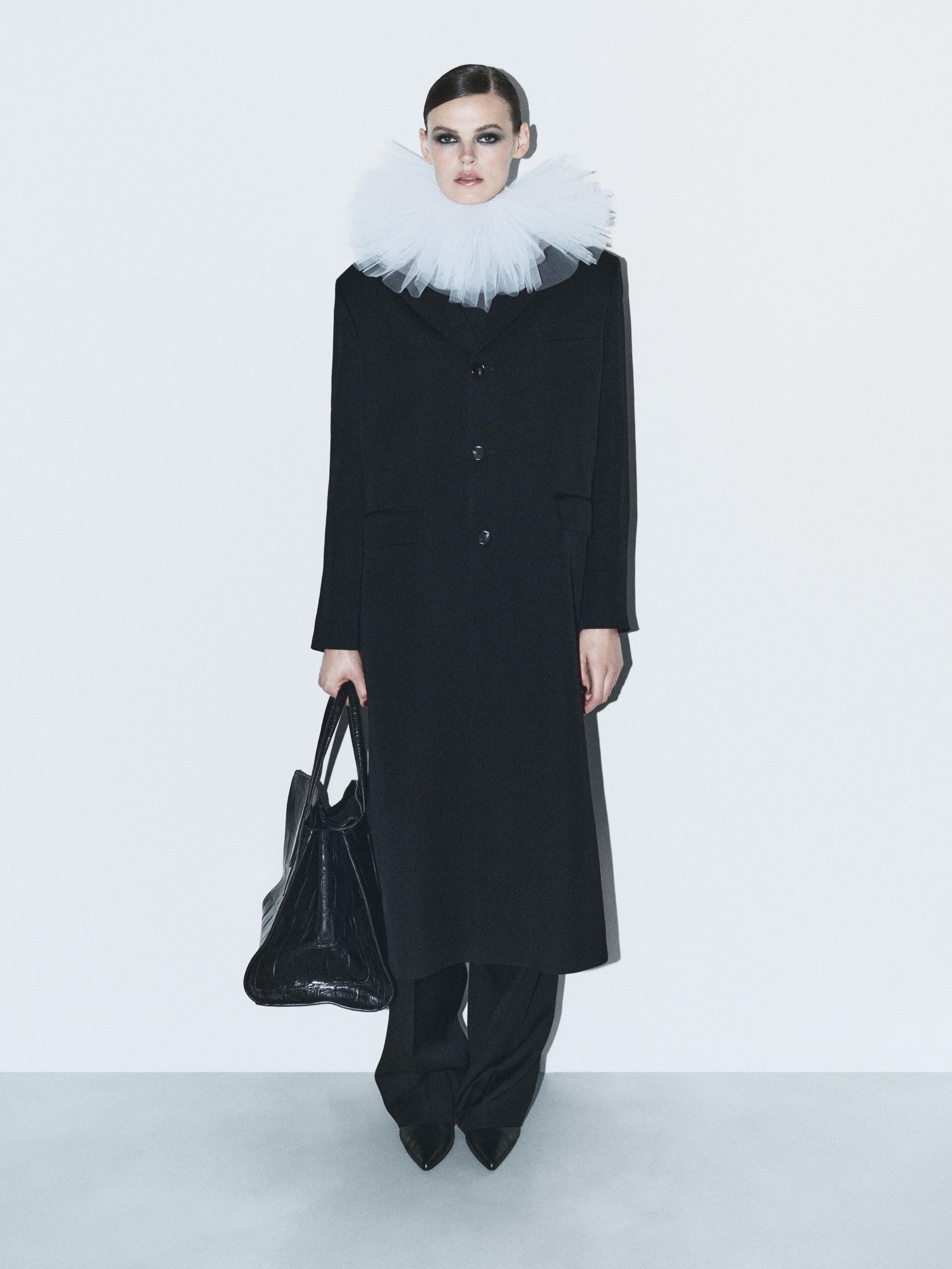 100% wool long double-breasted coat