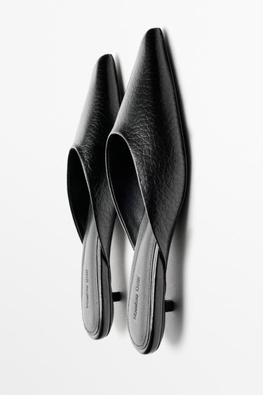 Leather mule heel shoe — BLACK 4