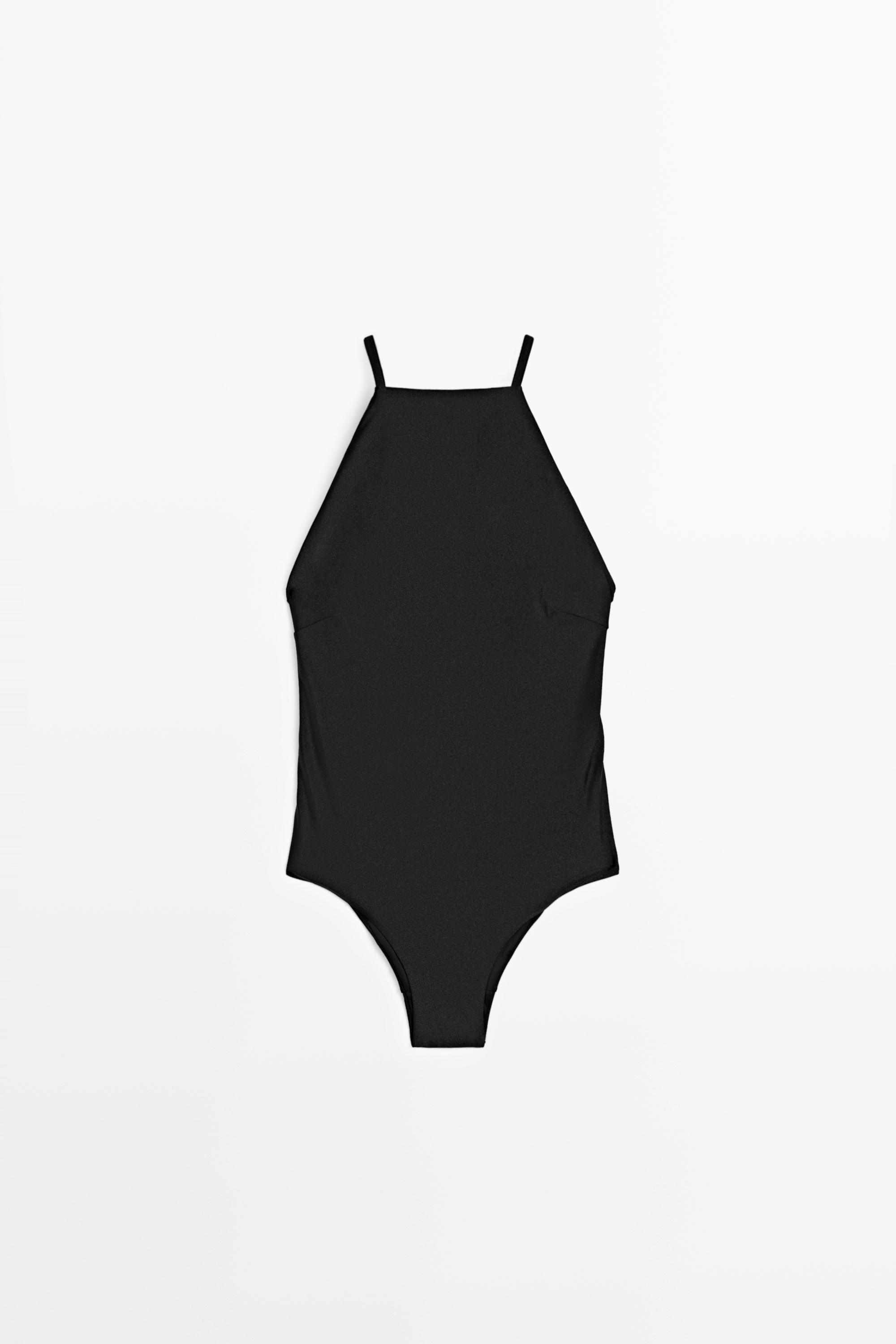 Massimo Dutti Parlak halter yaka mayo