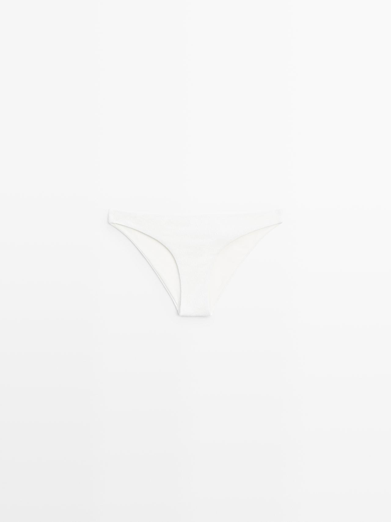Massimo Dutti - Dames - Bikinibroekje Met Structuur - Gebroken Wit - Xs