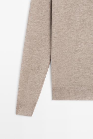 V-neck knit sweater — MINK 7