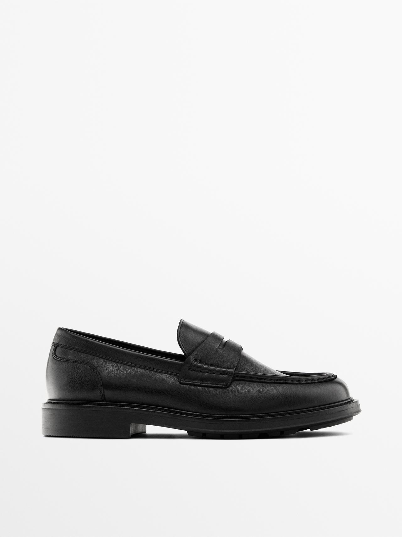 Massimo Dutti - Heren - Zachte Leren Loafers - Zwart - 42