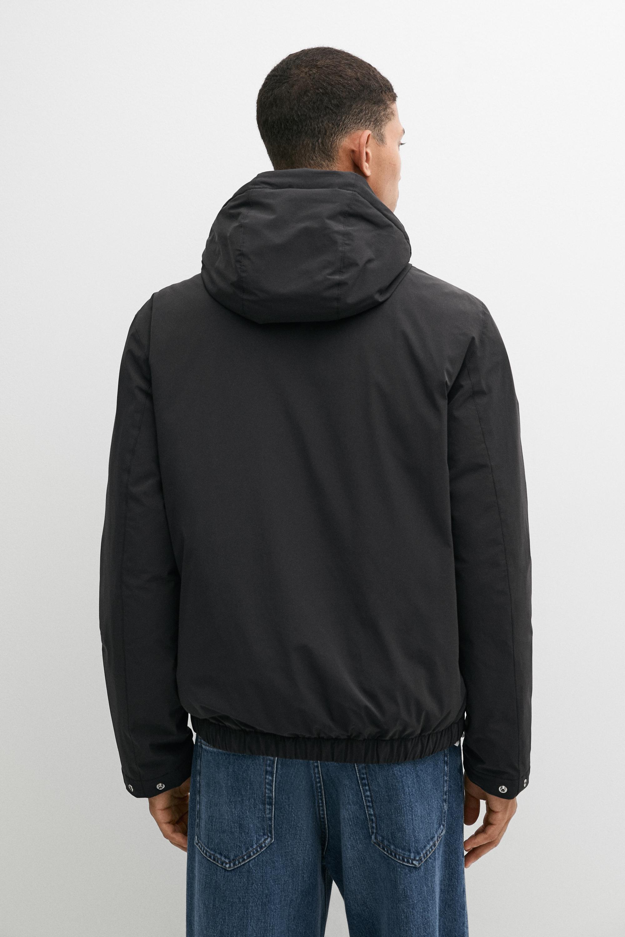 Lightweight hooded down jacket — BLACK