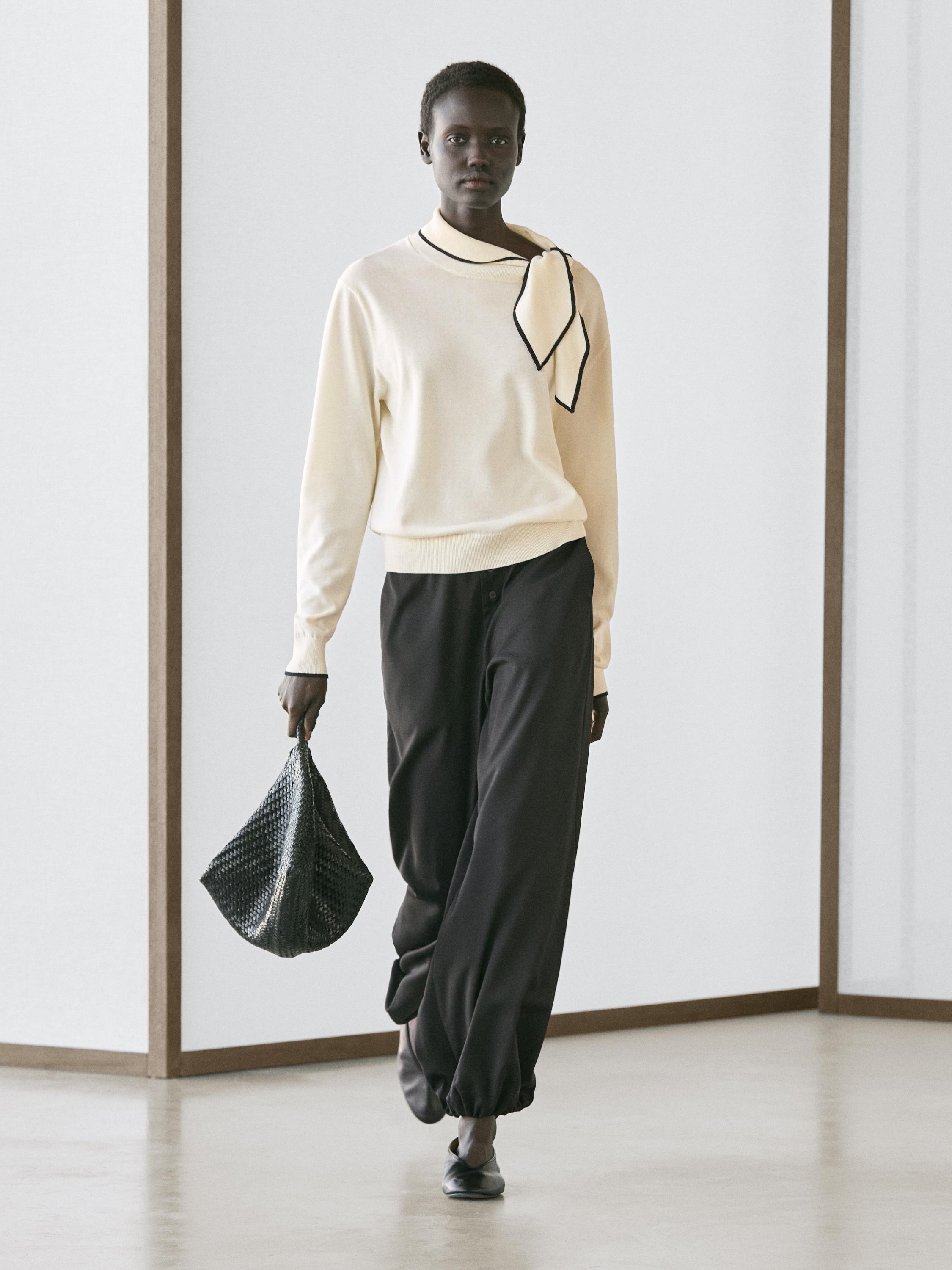 Katoenen tricot trui met sjaaltje