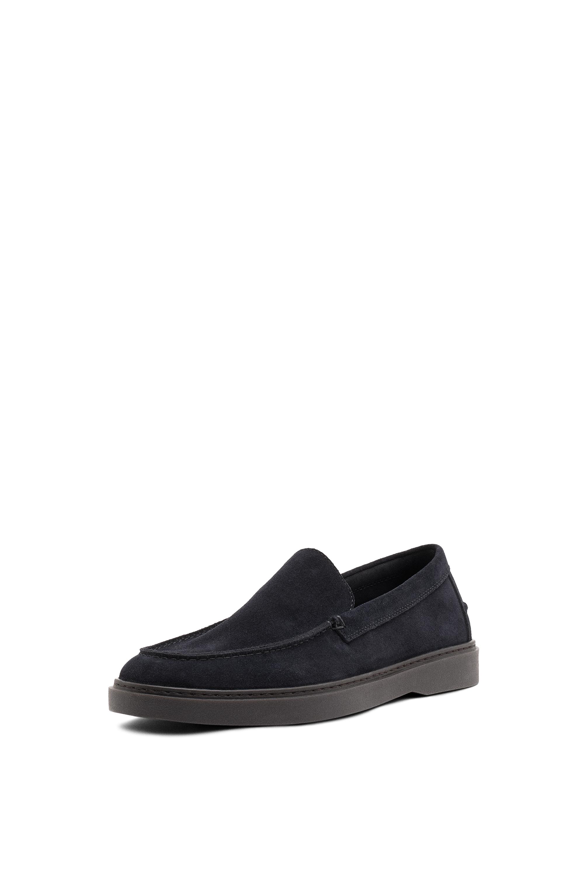 Split suede leather loafer — Dark blue