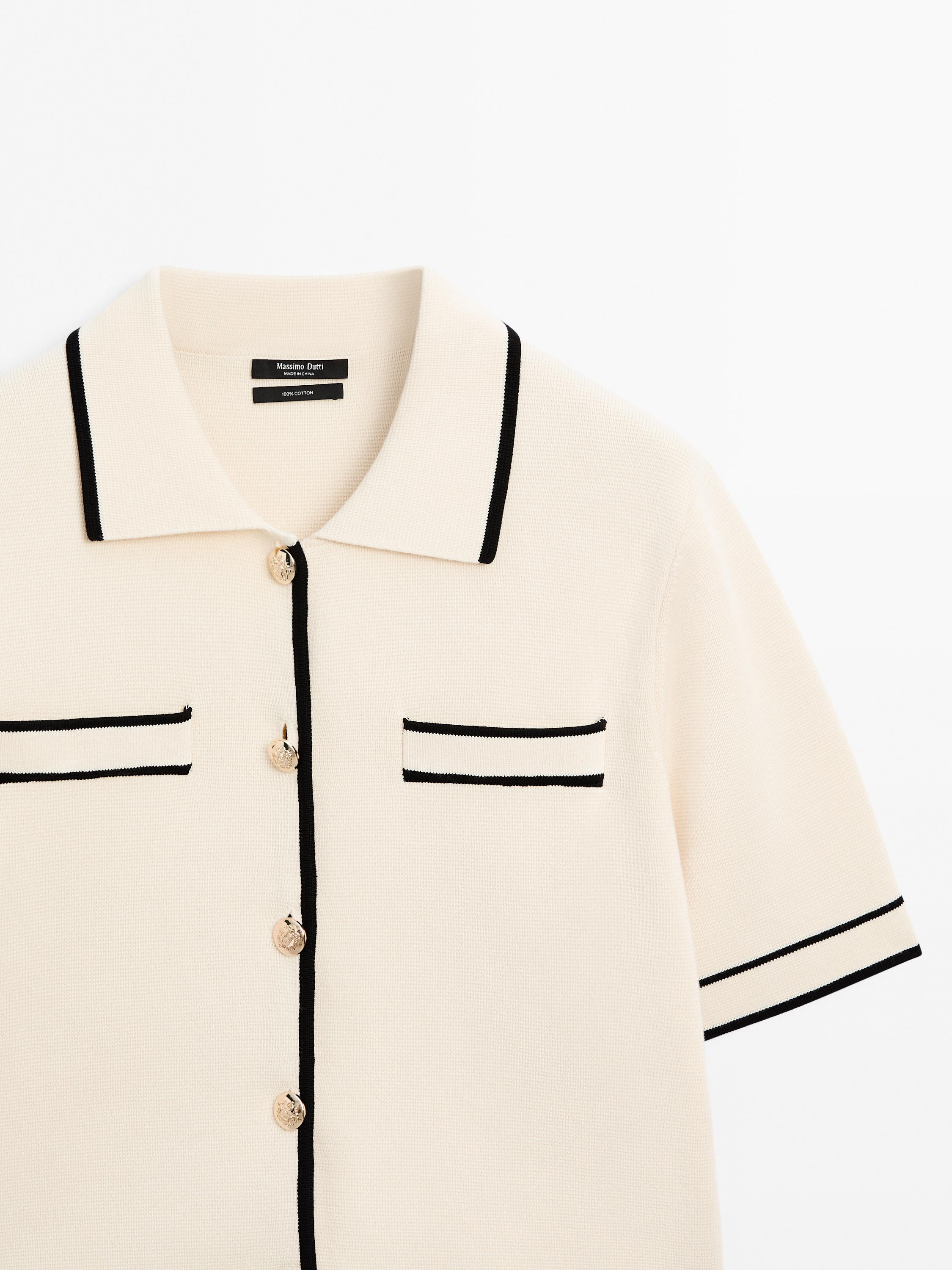 كارديغان بأكمام قصيرة وتفاصيل بأزرار